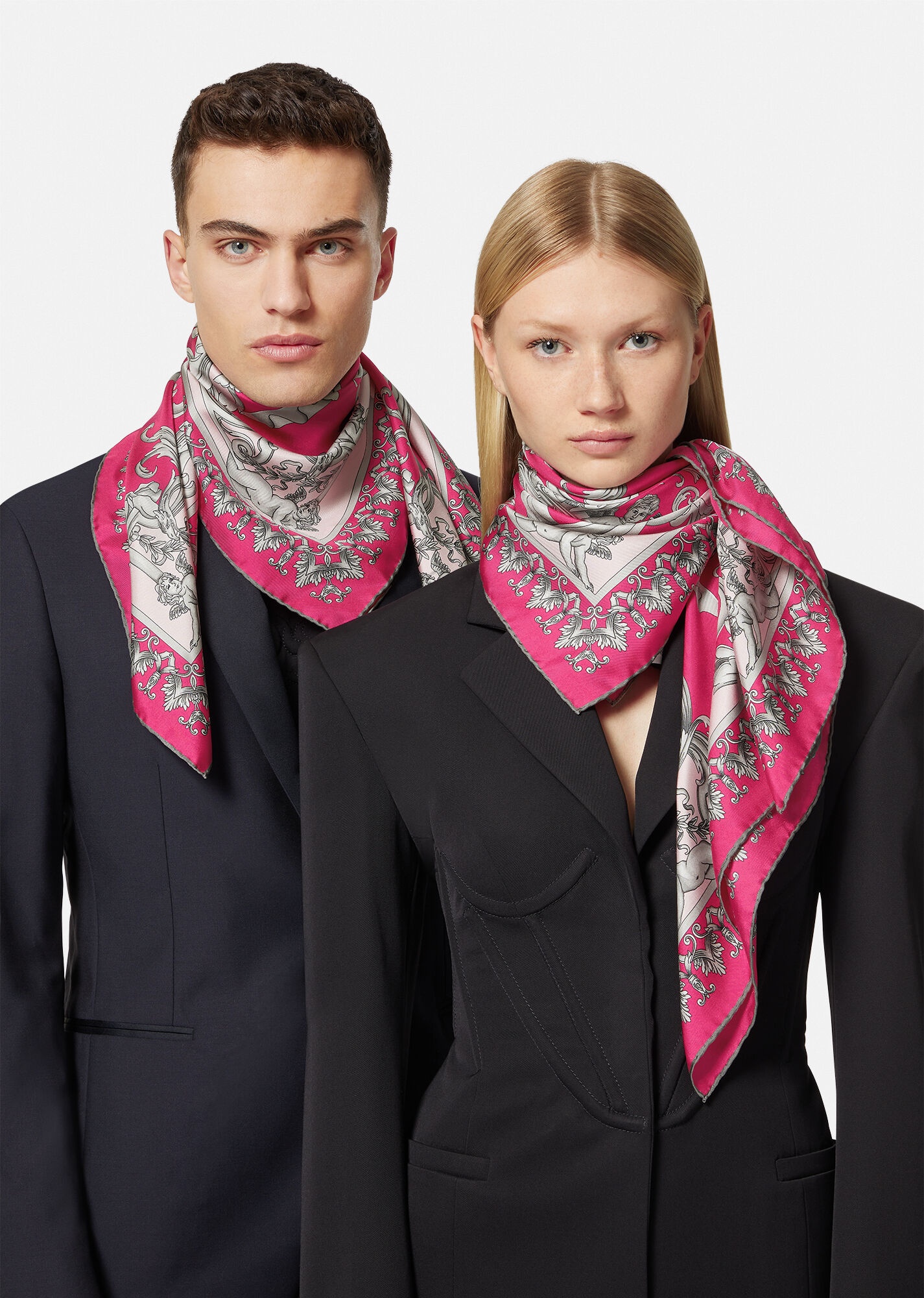Sliver Baroque Silk Foulard - 3