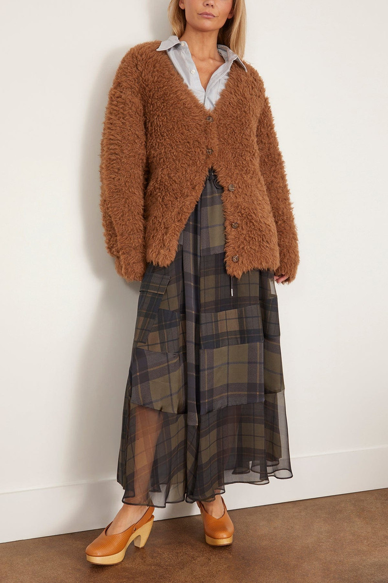 R13 Fluffy Boyfriend Cardigan in Brown outlook