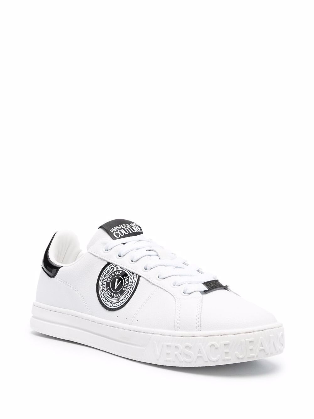 logo-patch leather trainers - 2