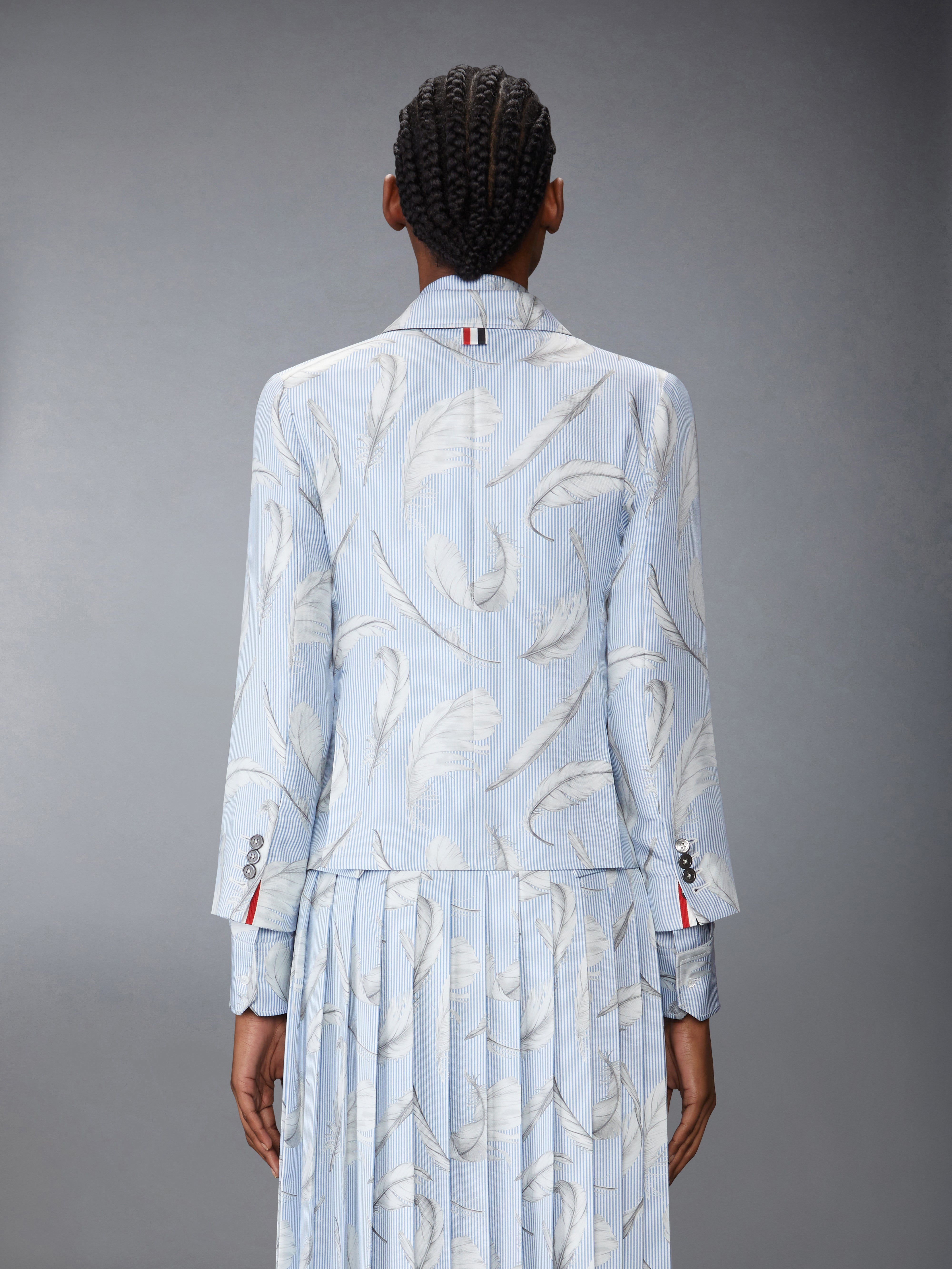 FEATHER PRINTED SILK TWILL HIGH ARMHOLE SPORTCOAT - 3