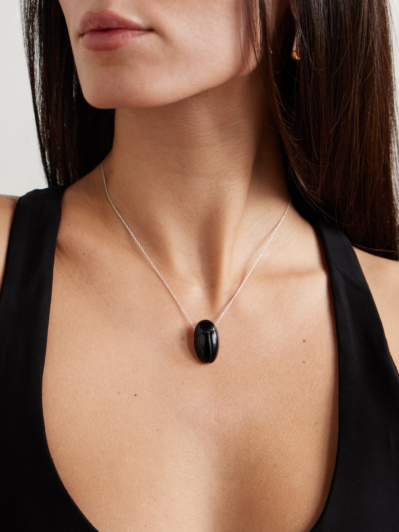 Sophie Buhai Scarab Silver Onyx Necklace outlook