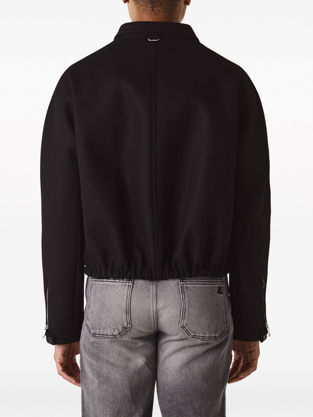logo-patch wool jacket - 3