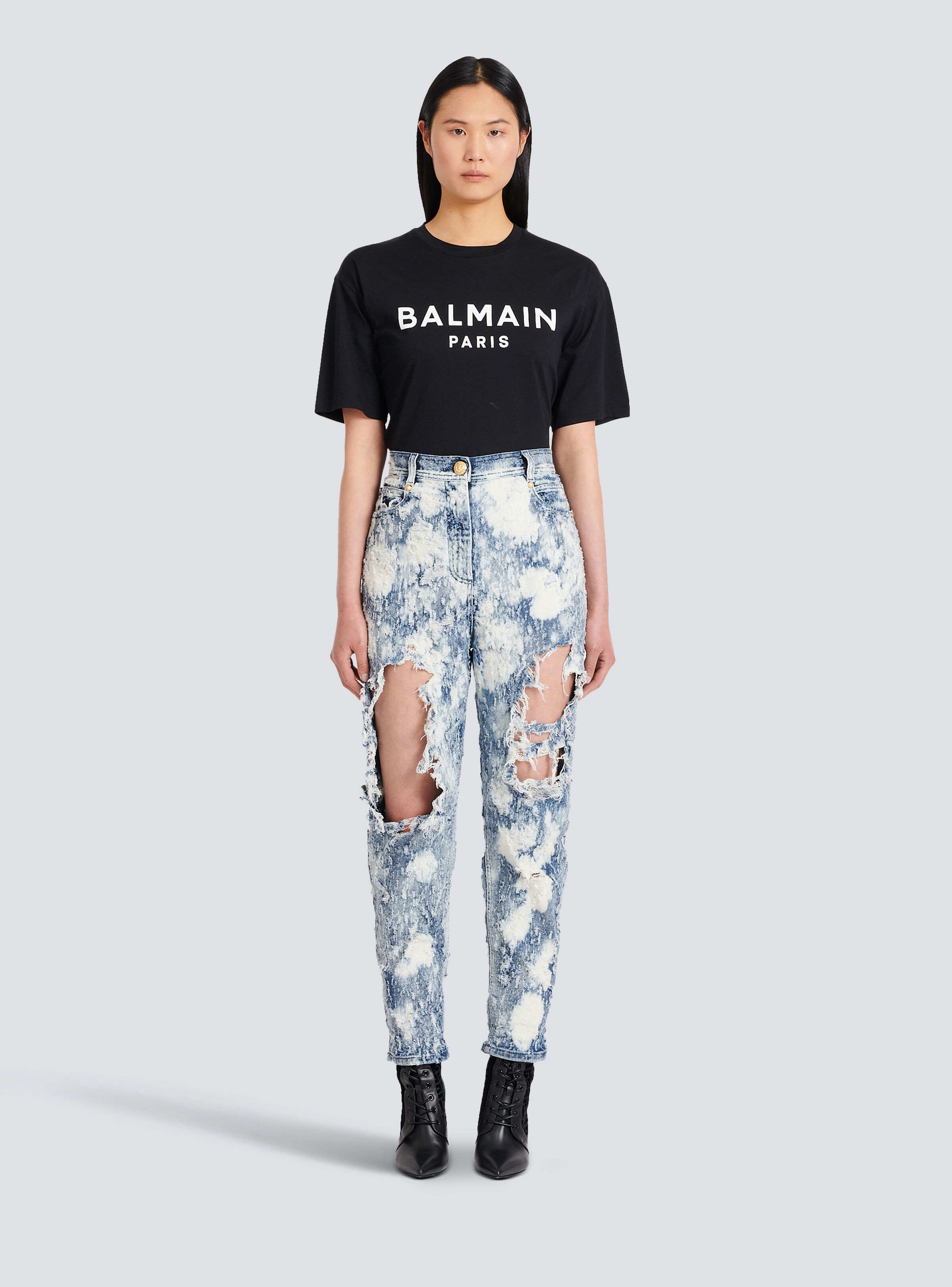 Destroyed faded boyfriend cut jeans - 3