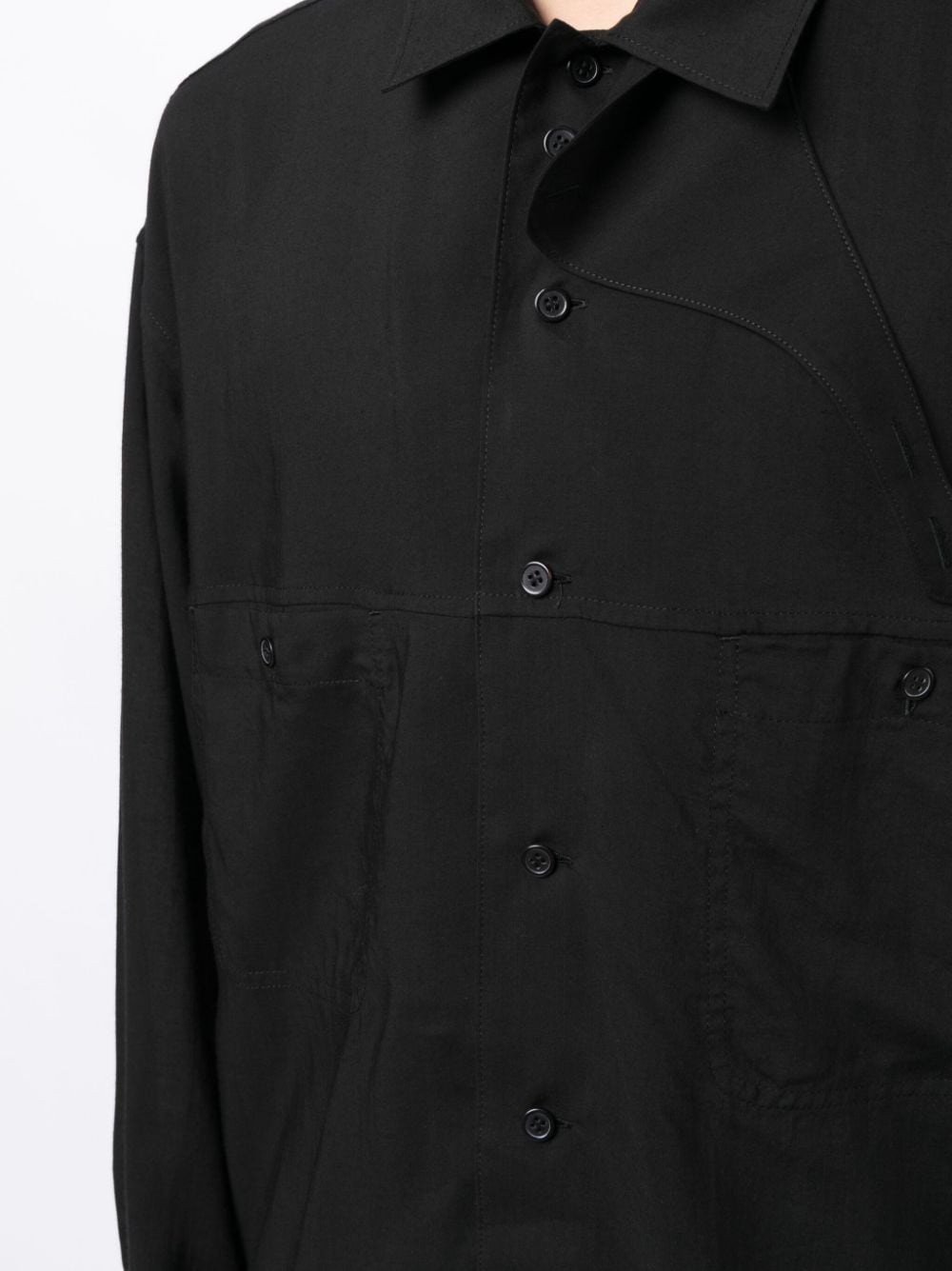 Yohji Yamamoto jetted-pocket buttoned shirt - Black