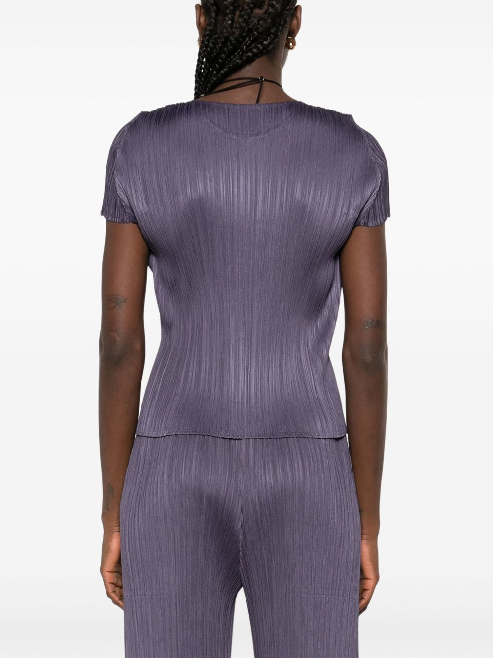 pleated short-sleeved top - 4