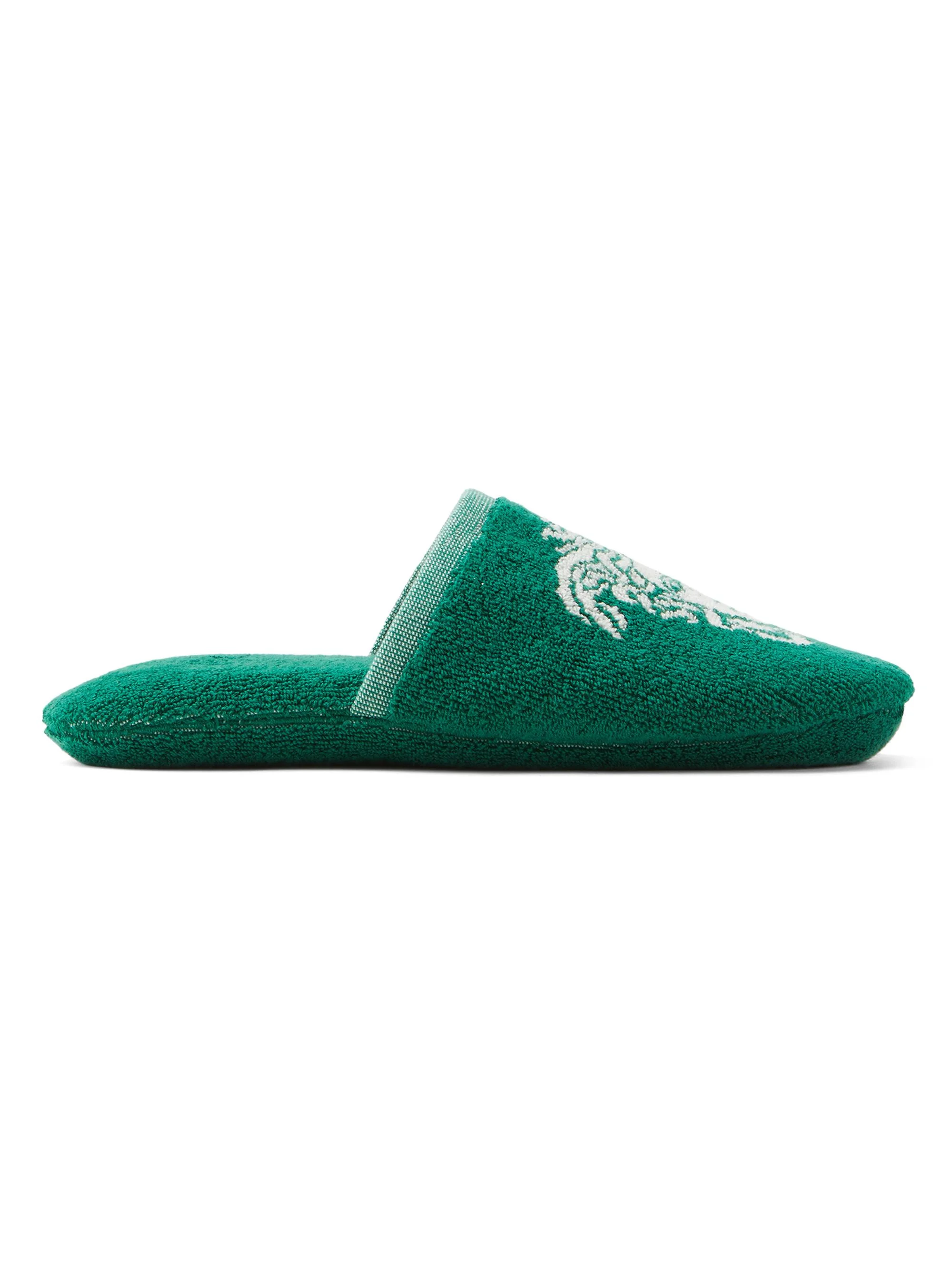 Men's Jacquard Medusa Terry Cotton Bath Slippers - Green White - 1