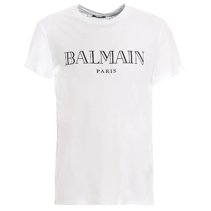 Balmain Paris Logo Print Cotton T Shirt - 1