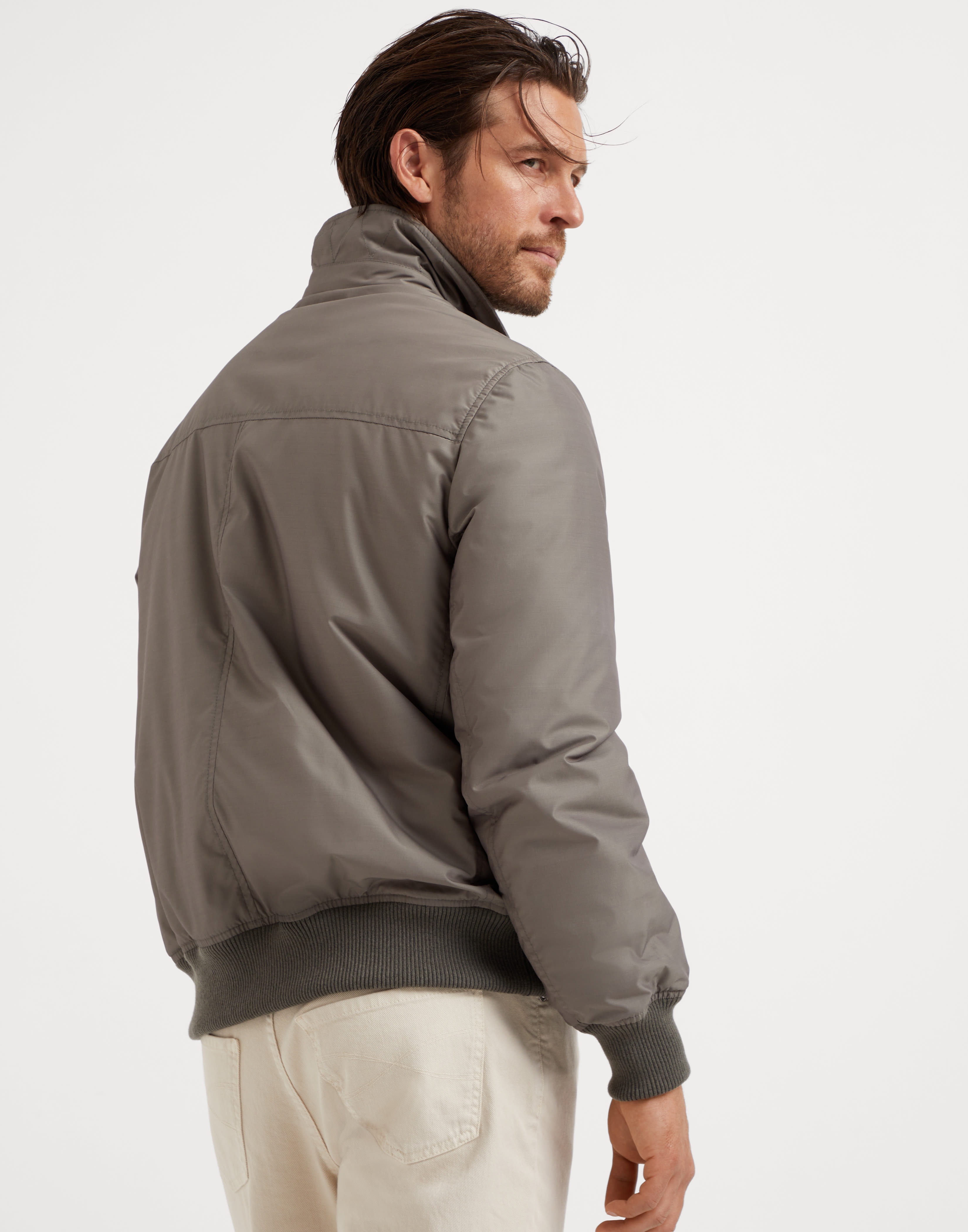 Virgin wool and silk techno poplin bomber jacket with Thermore® padding - 2