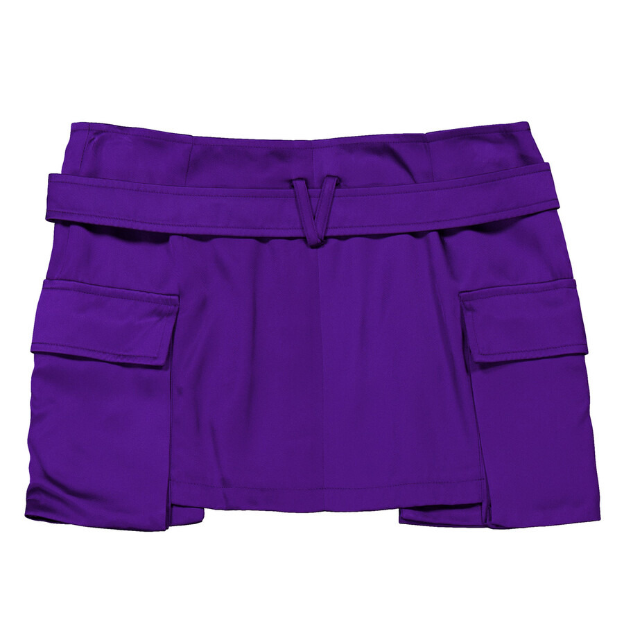 Versace Ladies Bright Dark Orchid Medusa Belted Mini Cargo Skirt - 8