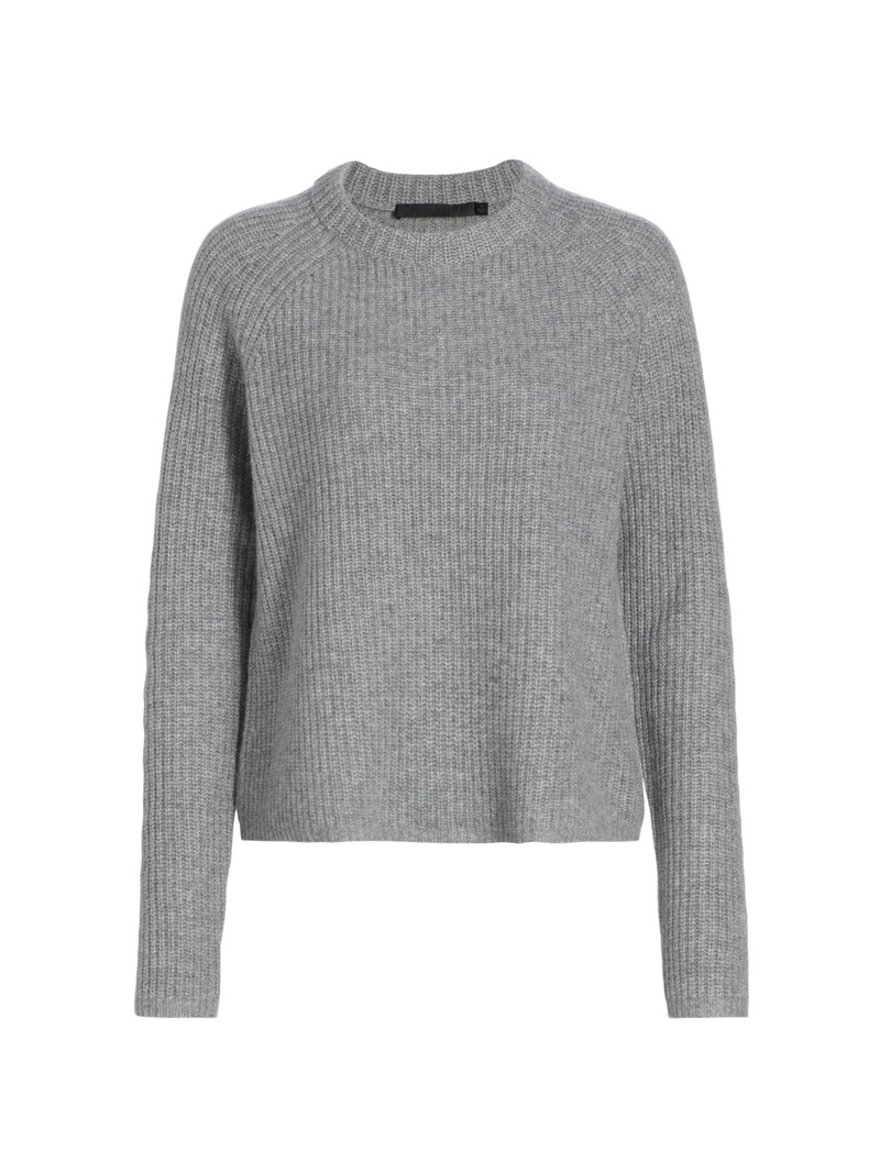 Women's Cashmere Fisherman Sweater - Heather Grey 1