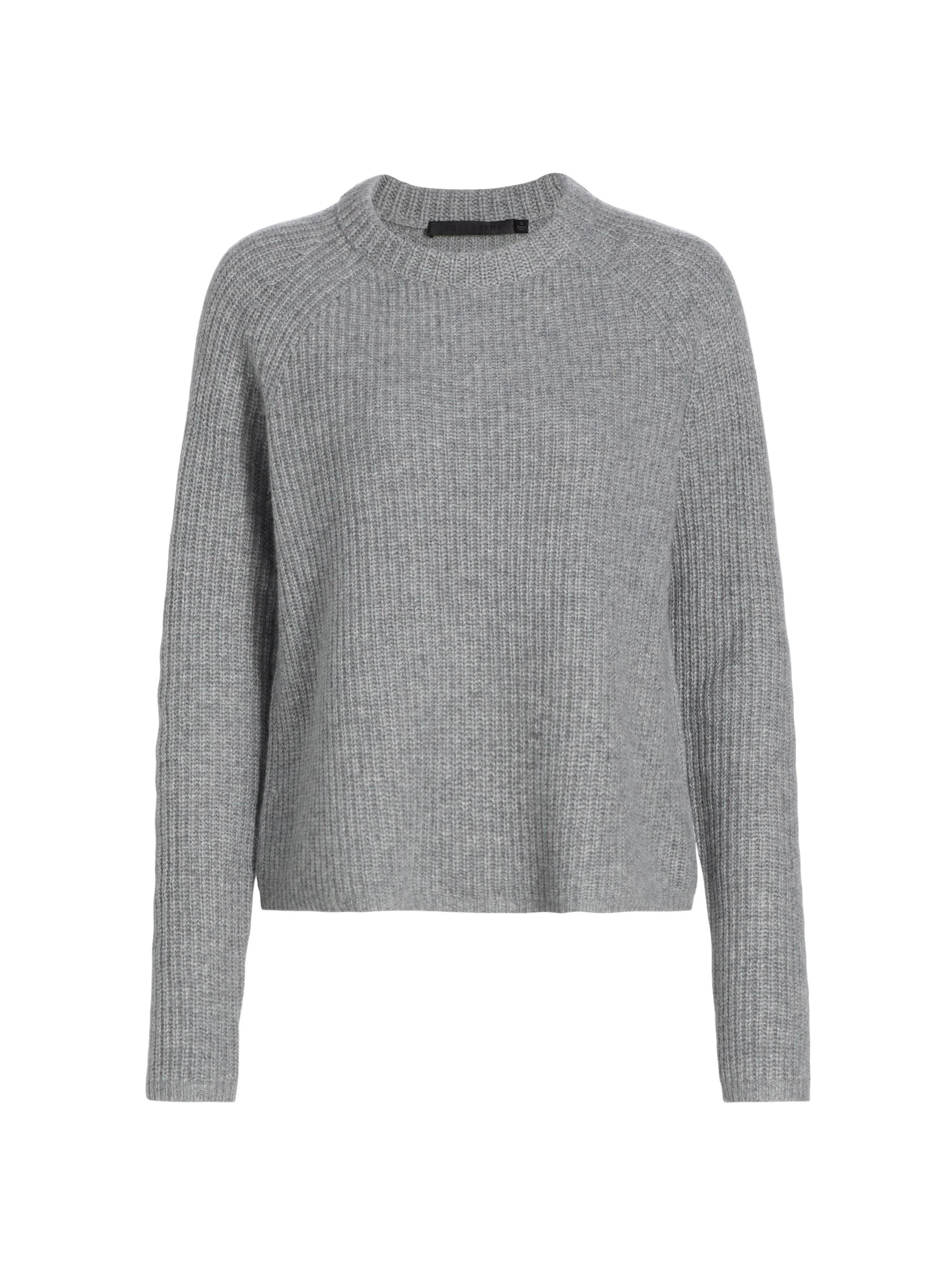 Women's Cashmere Fisherman Sweater - Heather Grey - 1