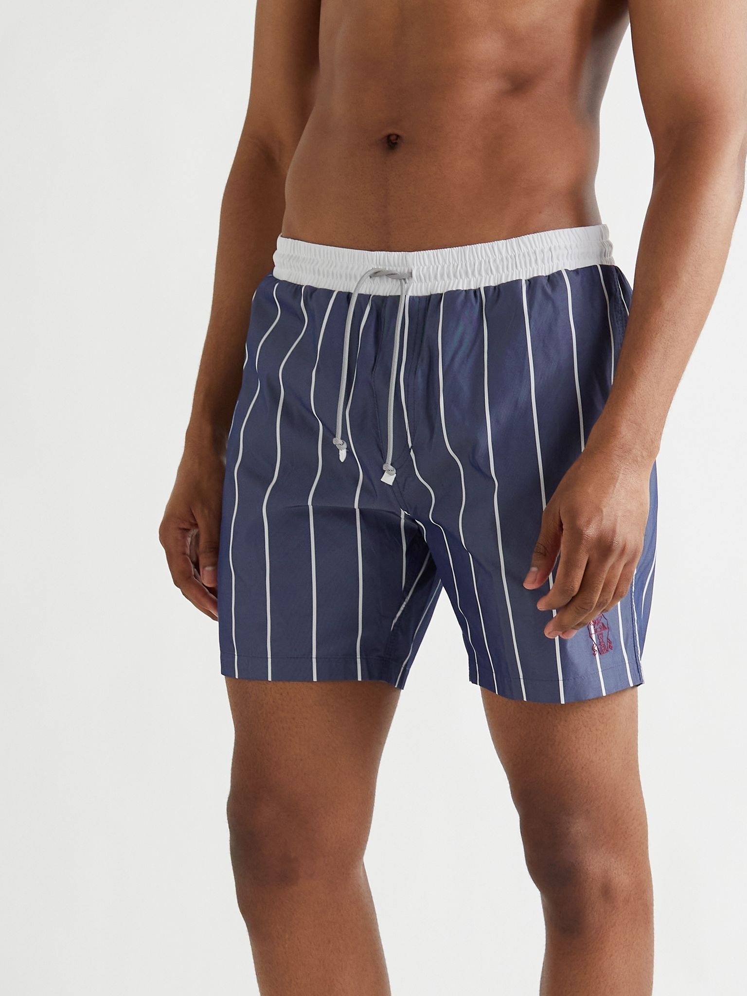 Mid-Length Striped Swim Shorts - 2