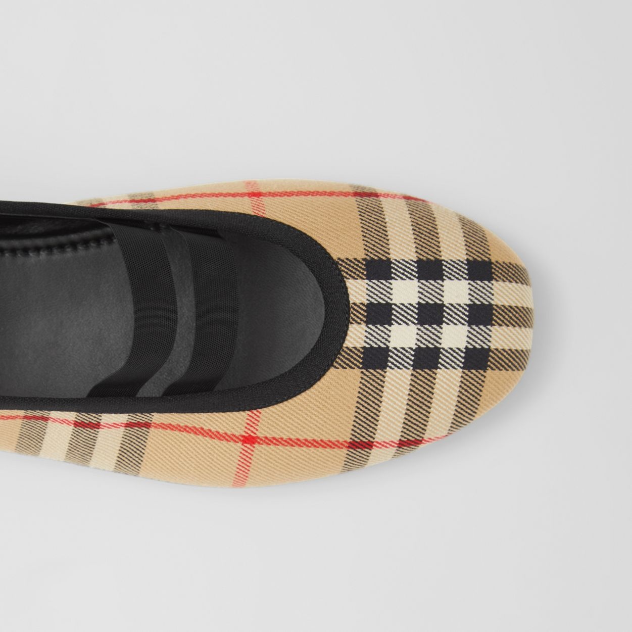 Logo Detail Vintage Check Cotton Ballerinas - 2