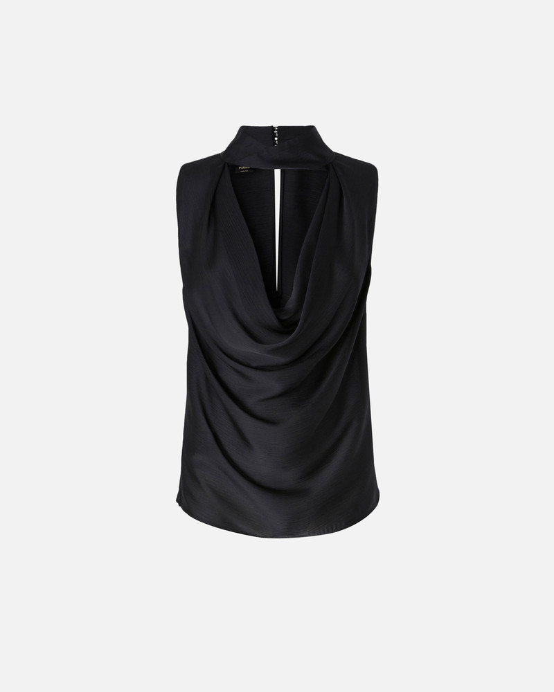 CRINKLE SATIN TOP WITH DRAPING 1