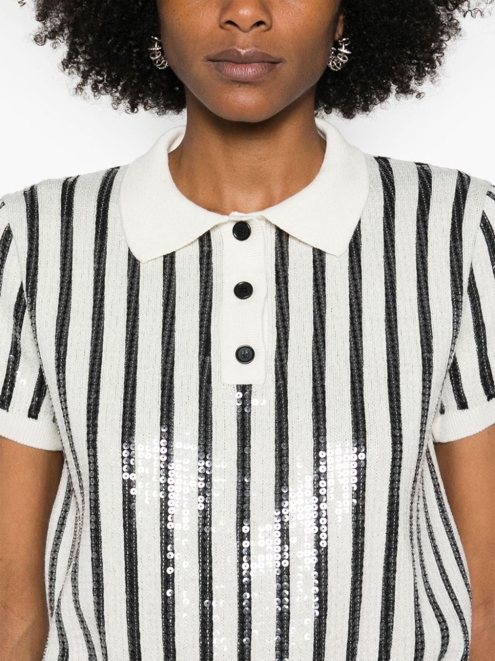 sequin-embellished striped polo jumper - 5