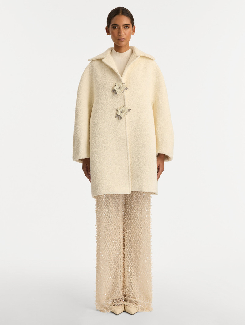 FLORAL BUTTON BOUCLÉ TWEED COAT 3