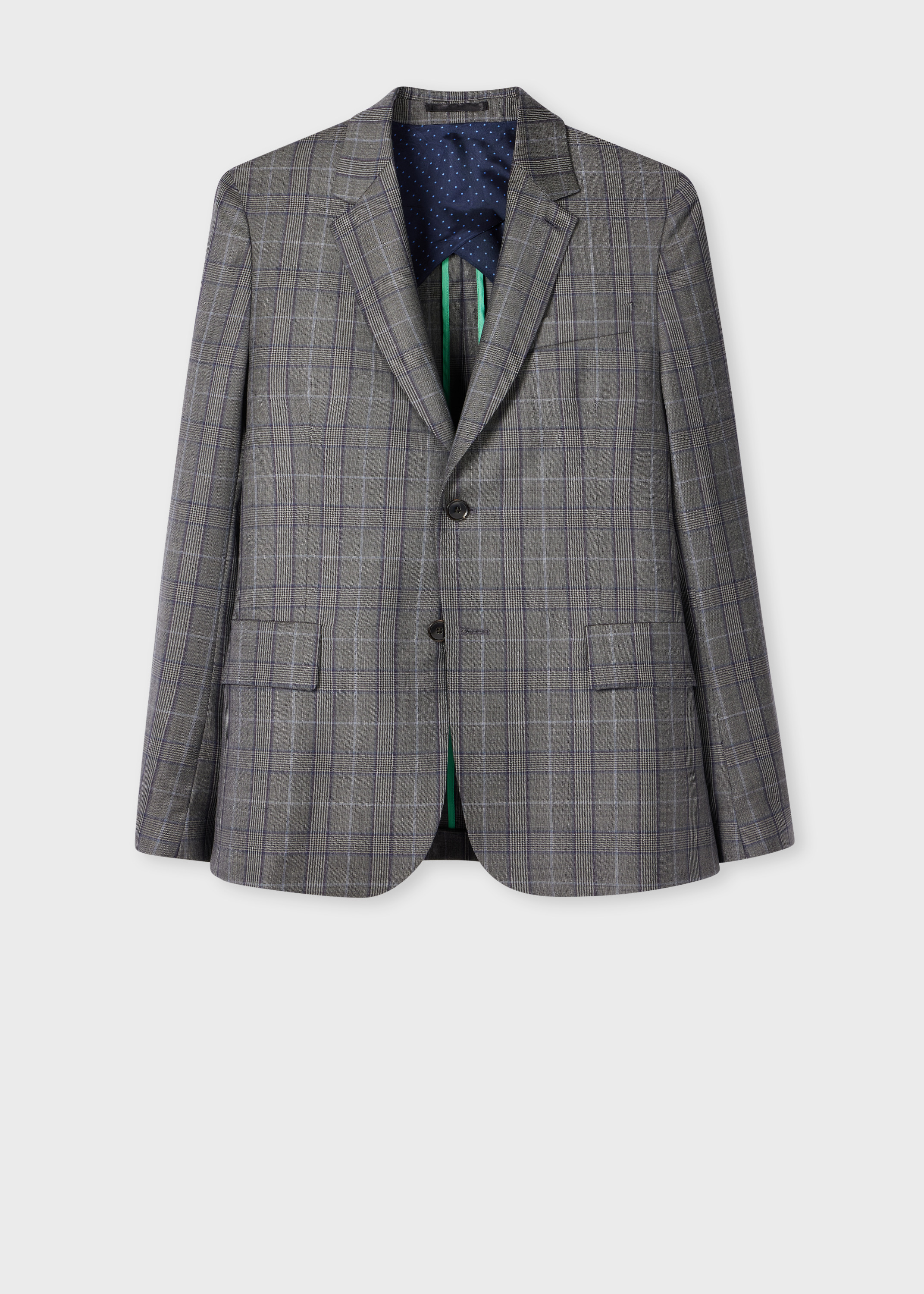 Grey Wool Check Buggy-Lined Blazer - 1