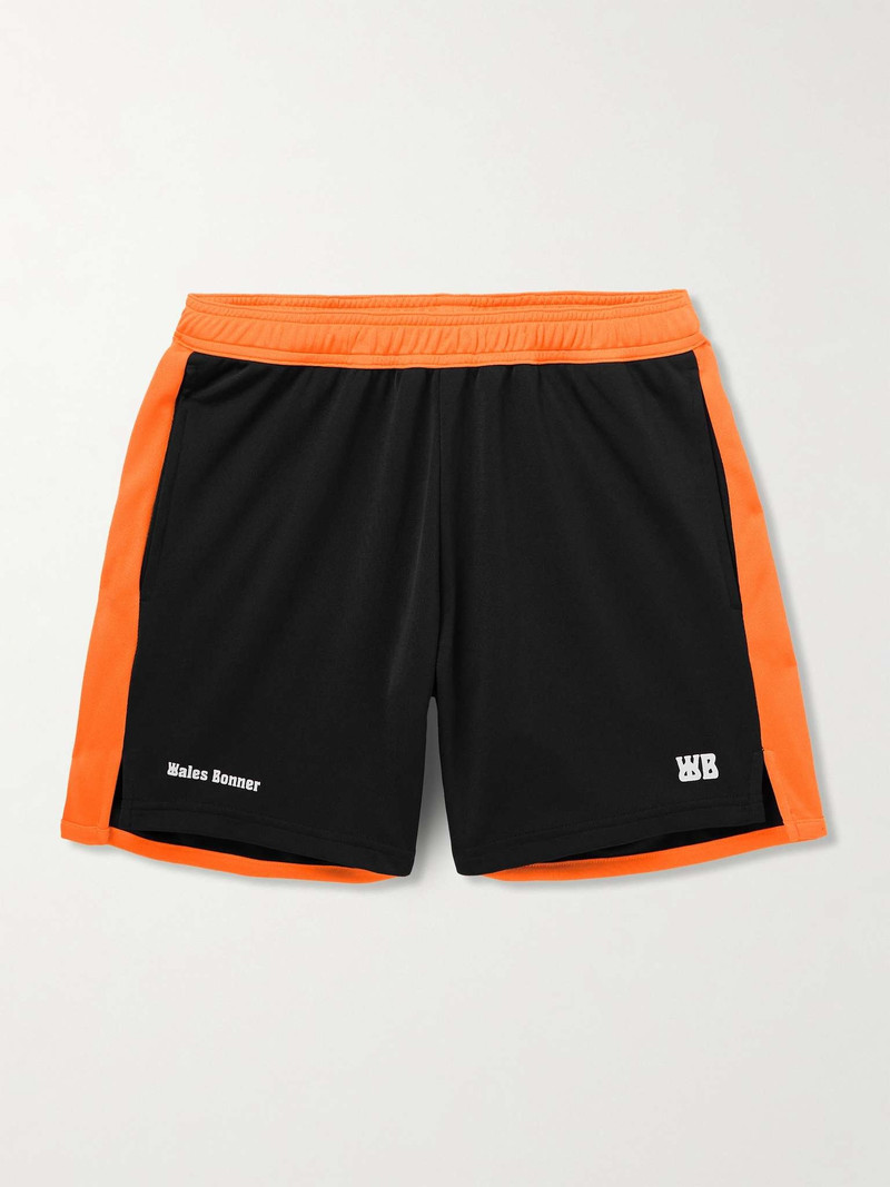 Straight-Leg Logo-Appliquéd Two-Tone Tech-Jersey Shorts 1