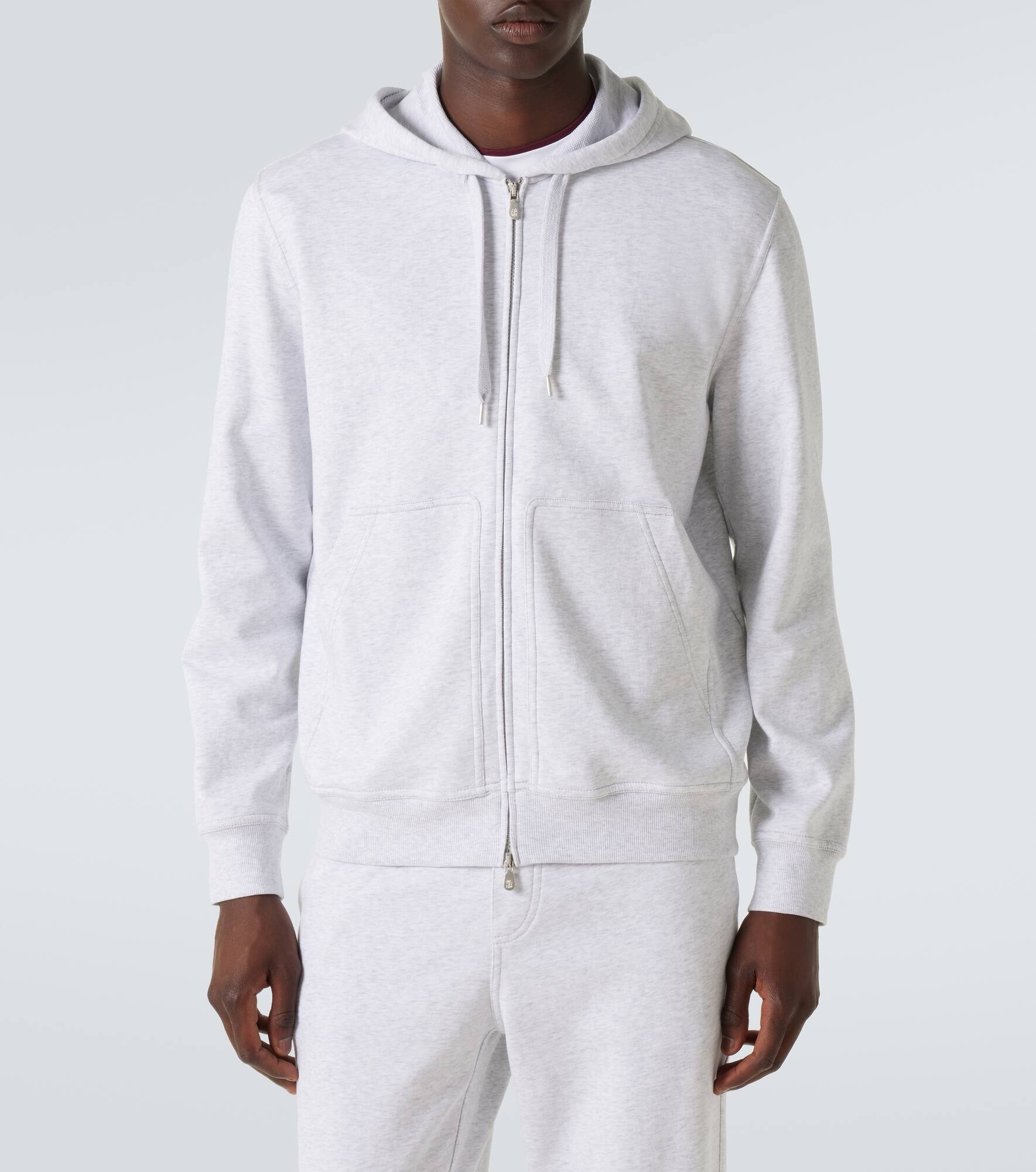 Cotton-blend jersey zip-up hoodie - 3