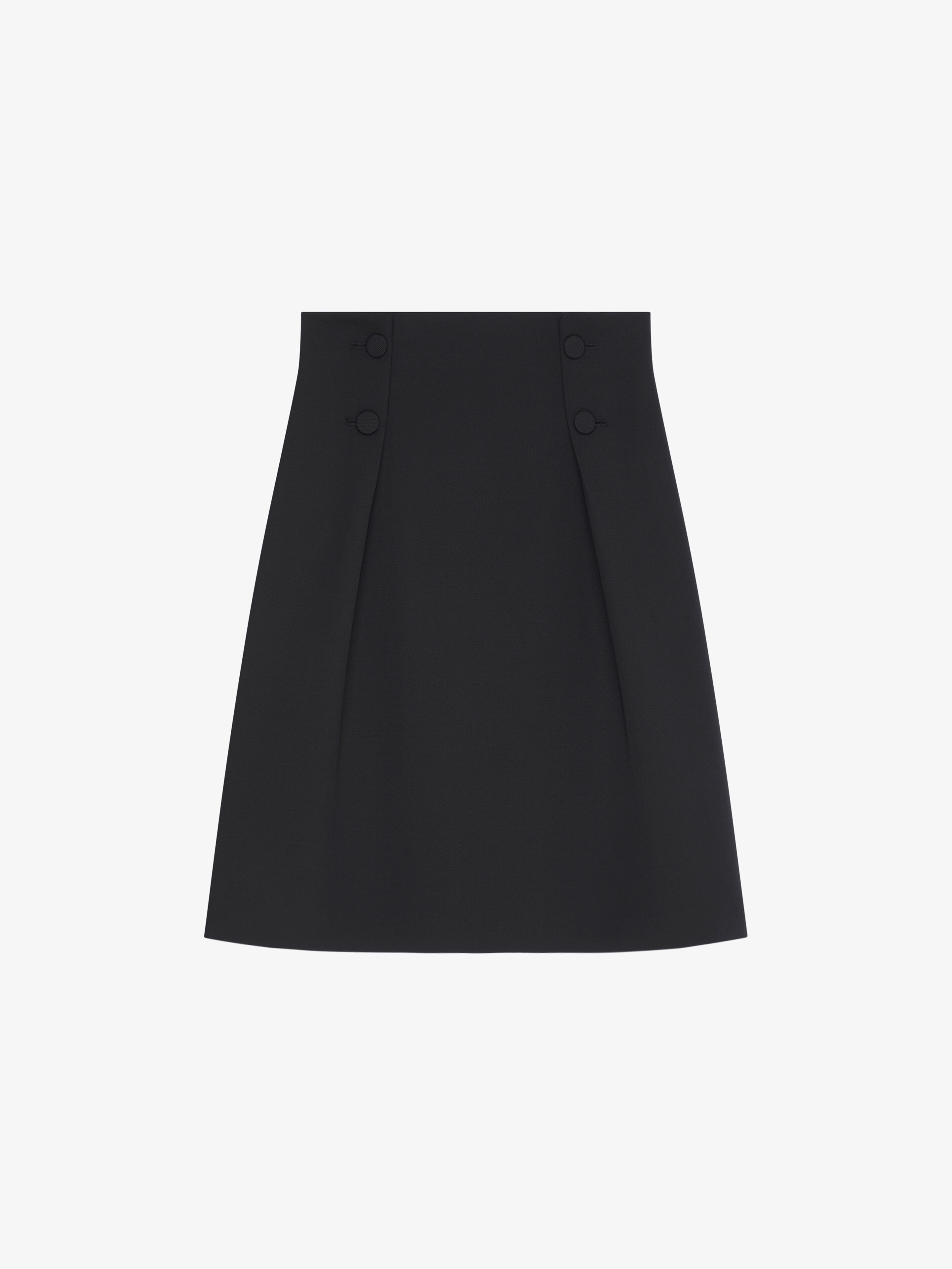 SKIRT WITH BUTTONS IN TRICOTINE WOOL - 1