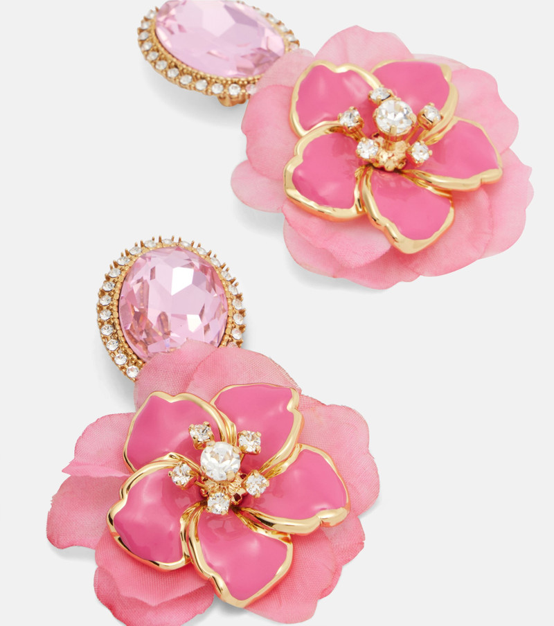 Embellished floral clip-on earrings 4