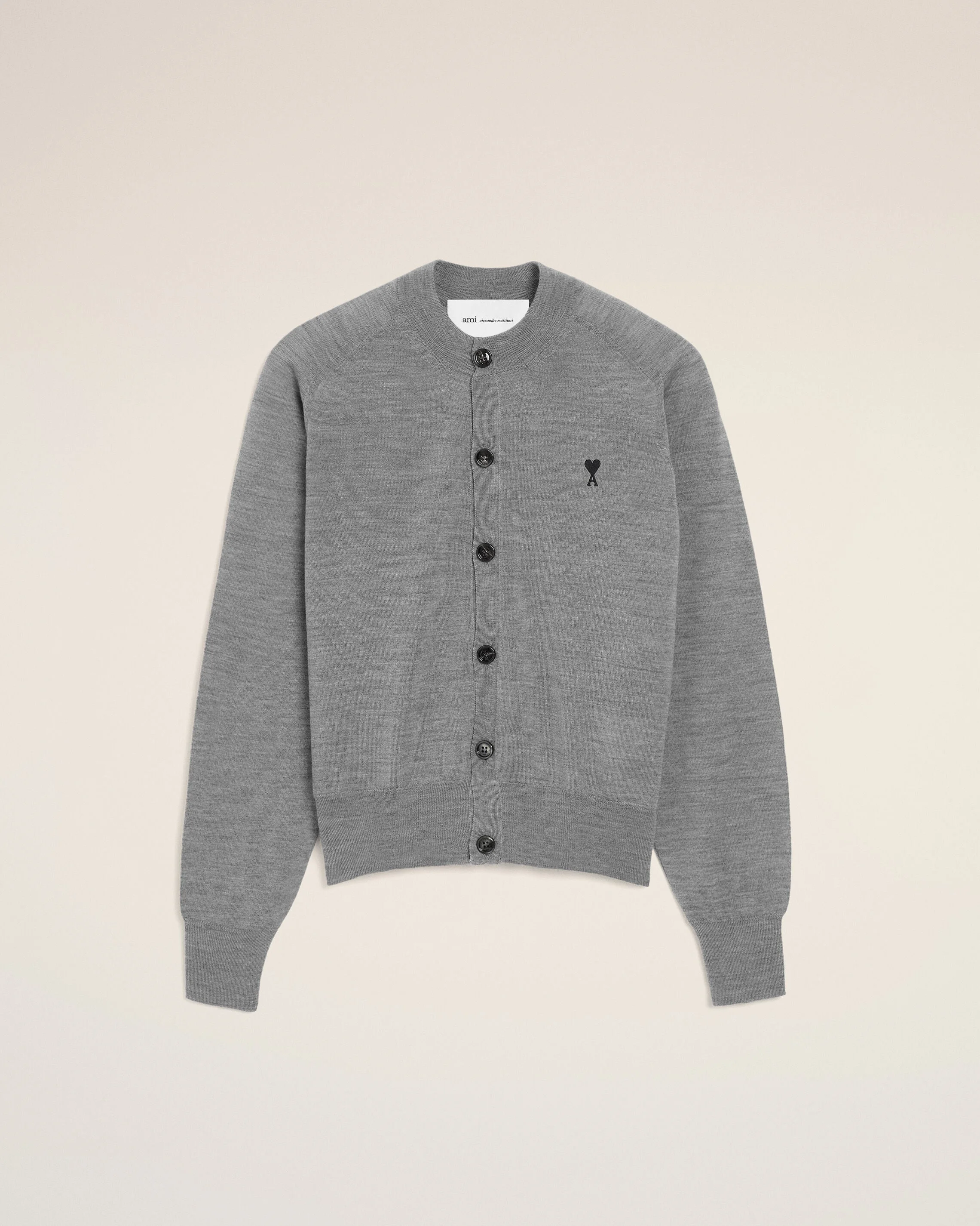 GREY WOOL CREWNECK AMI DE COEUR CARDIGAN - 1