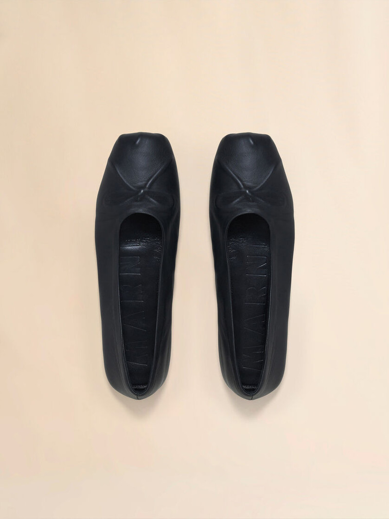 BLACK LEATHER SEAMLESS BALLET FLAT 4