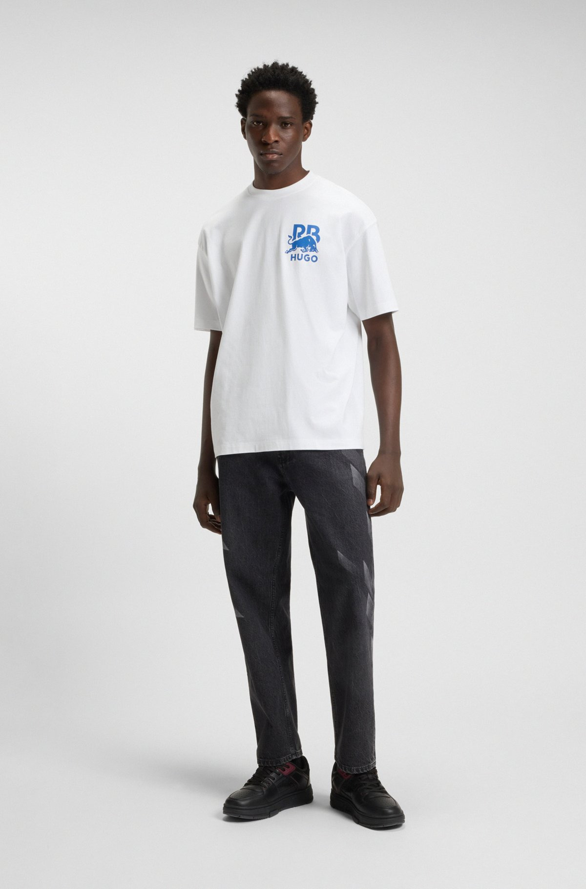 HUGO X RB COTTON T-SHIRT WITH BULL-GRAPHIC LOGO - 4
