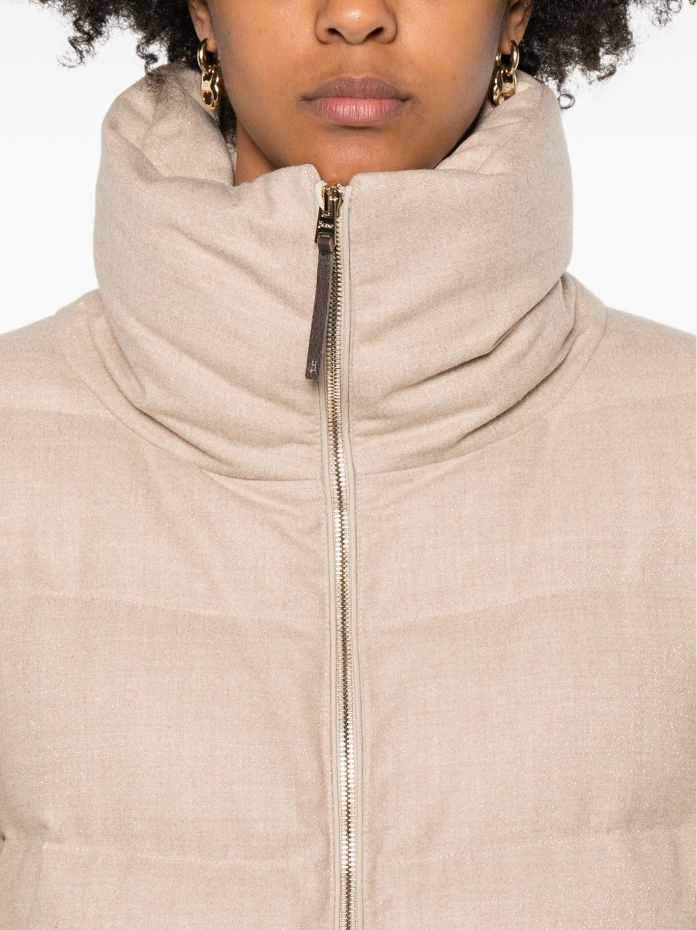 quilted high-neck coat - 5