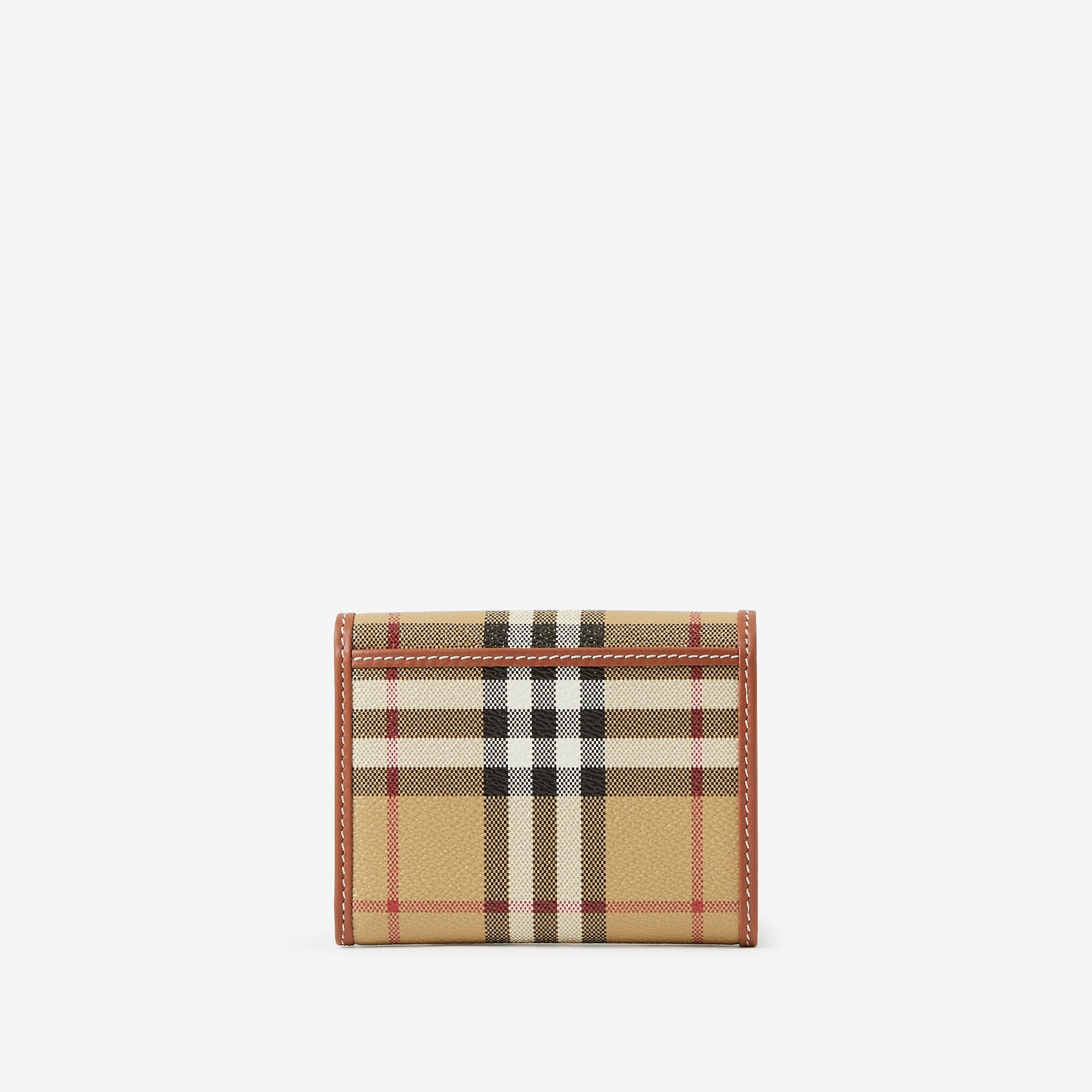 Check and Leather Small Folding Wallet - 3