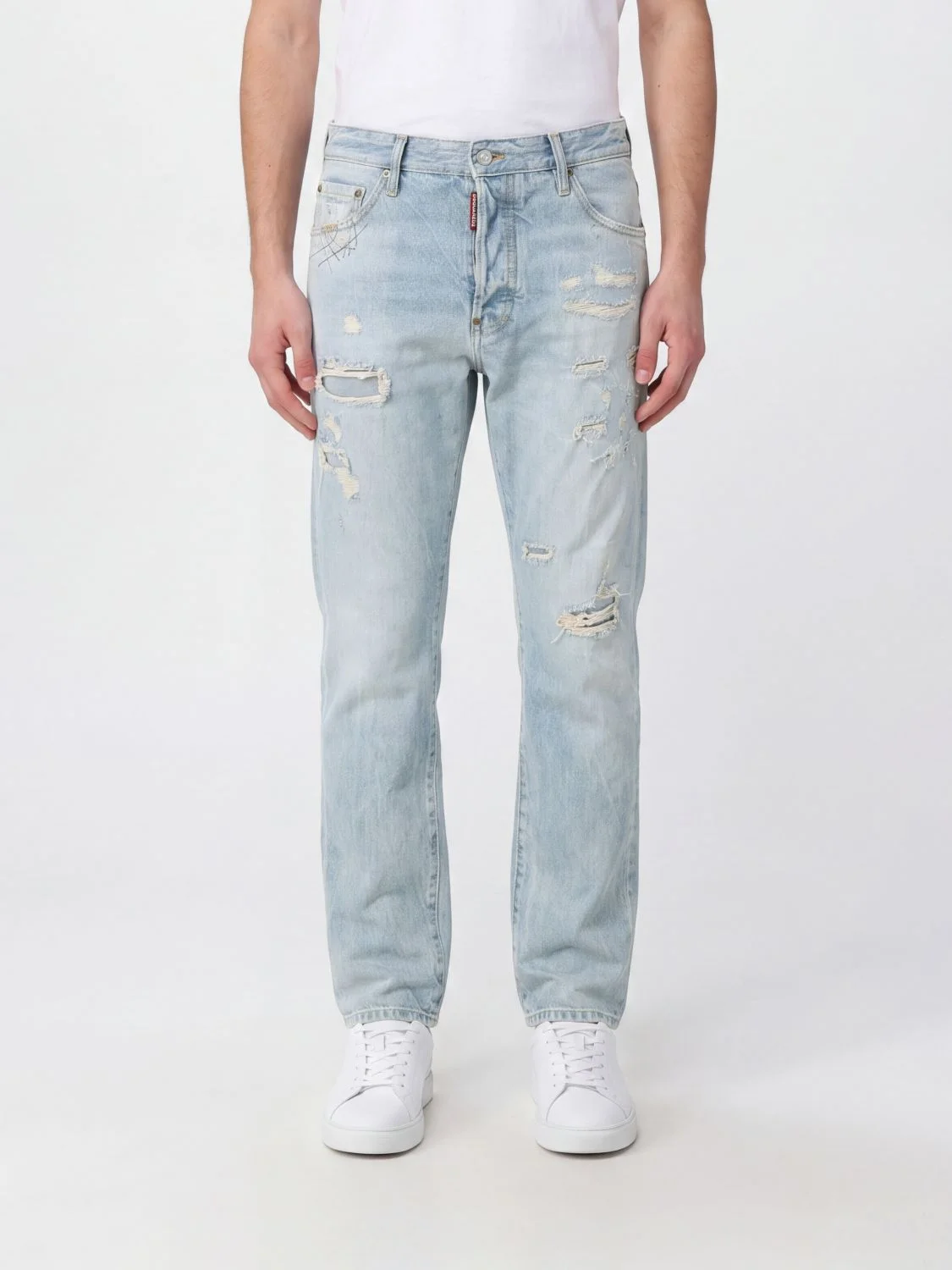 DSQUARED2 Kawaii Regular Fit Straight Jeans in Distressed Cotton Denim - 1