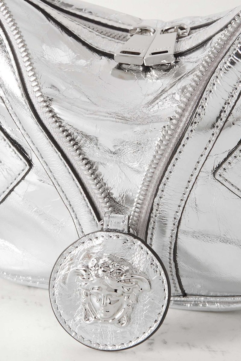 Repeat small zip-detailed mirrored cracked-leather shoulder bag 4