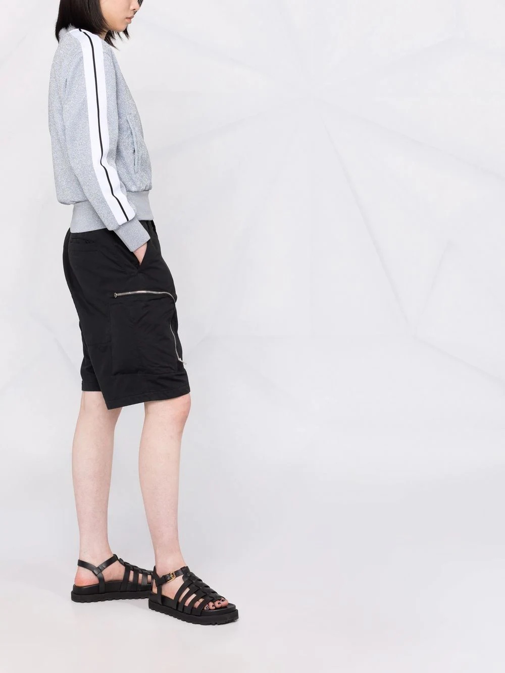 logo-print glitter zip-up jacket - 6