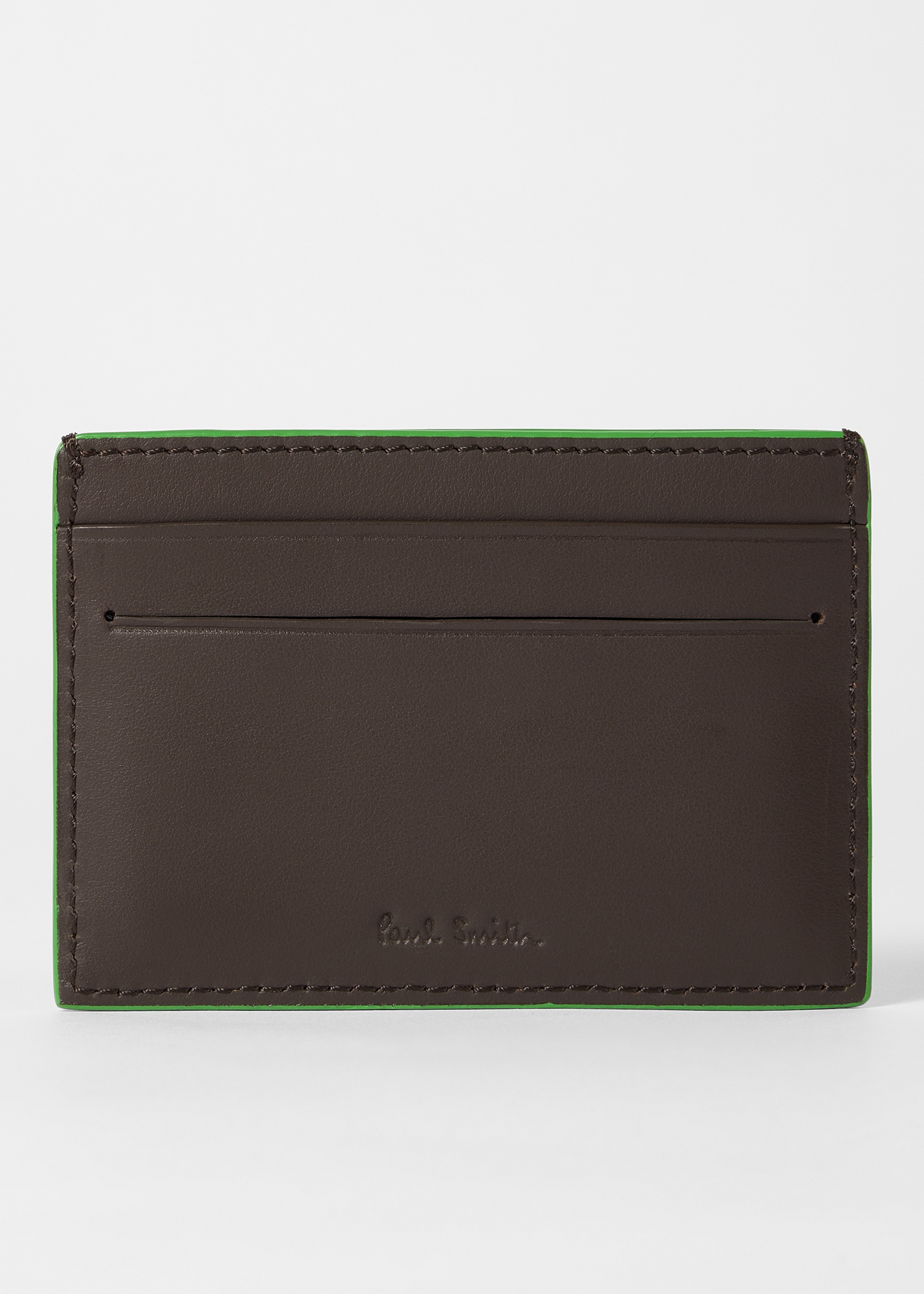 Brown Leather 'Contrast Logo' Card Holder - 2