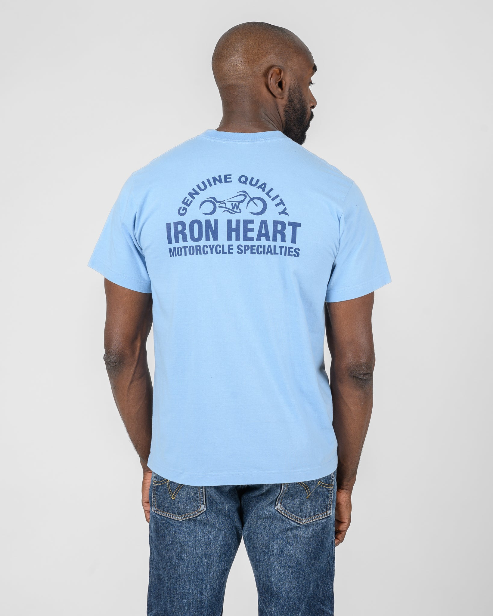 7.5OZ PRINTED LOOPWHEEL CREW NECK T-SHIRT - SAX BLUE - 2