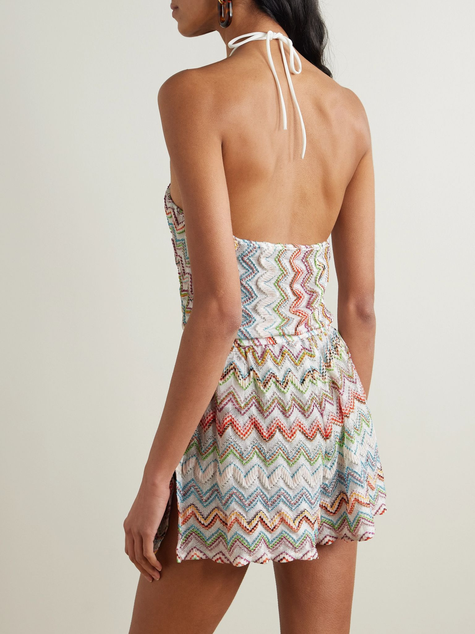 Metallic crochet-knit halterneck playsuit Multi - 3