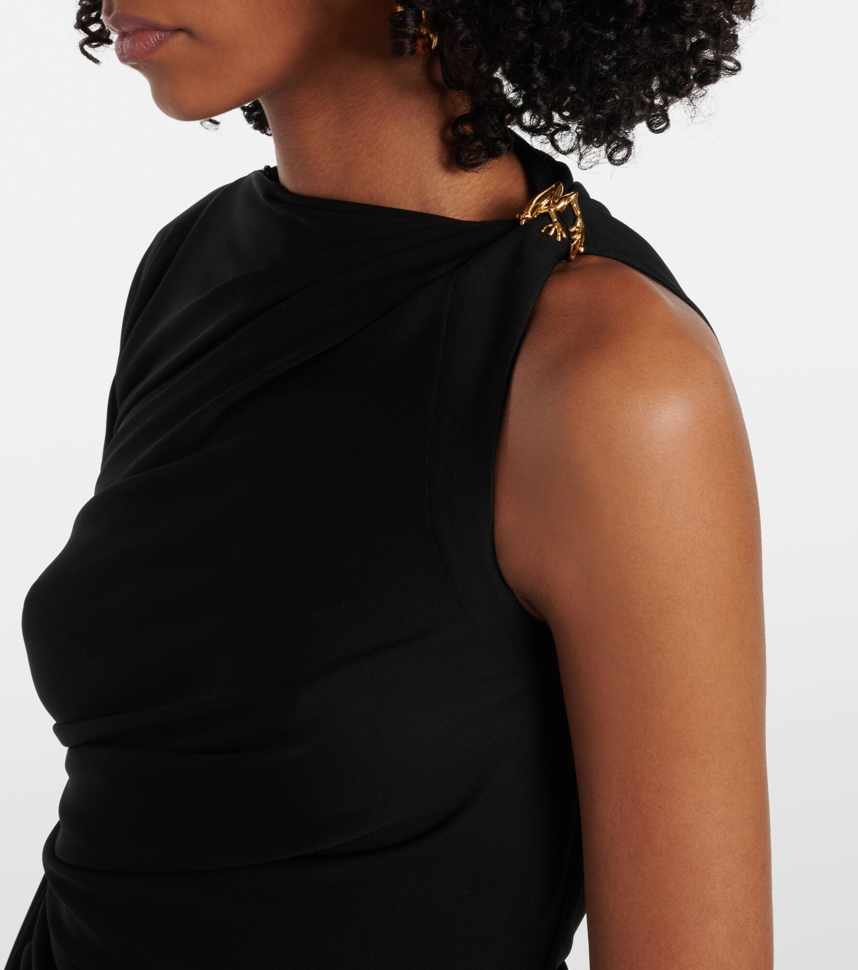 Embellished draped jersey midi dress - 4