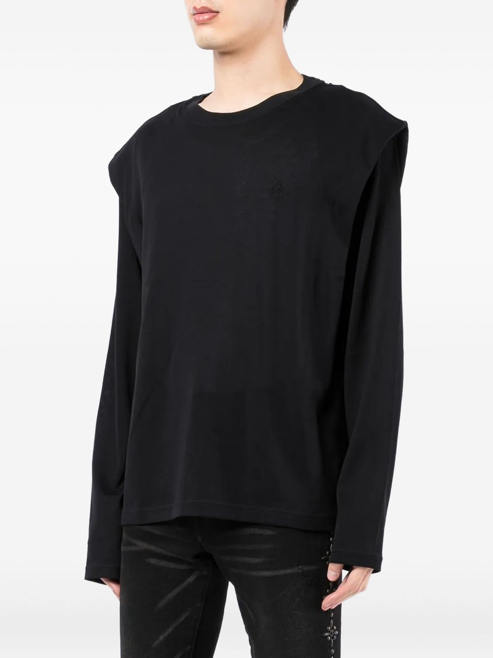 padded-shoulder cotton sweatshirt - 3