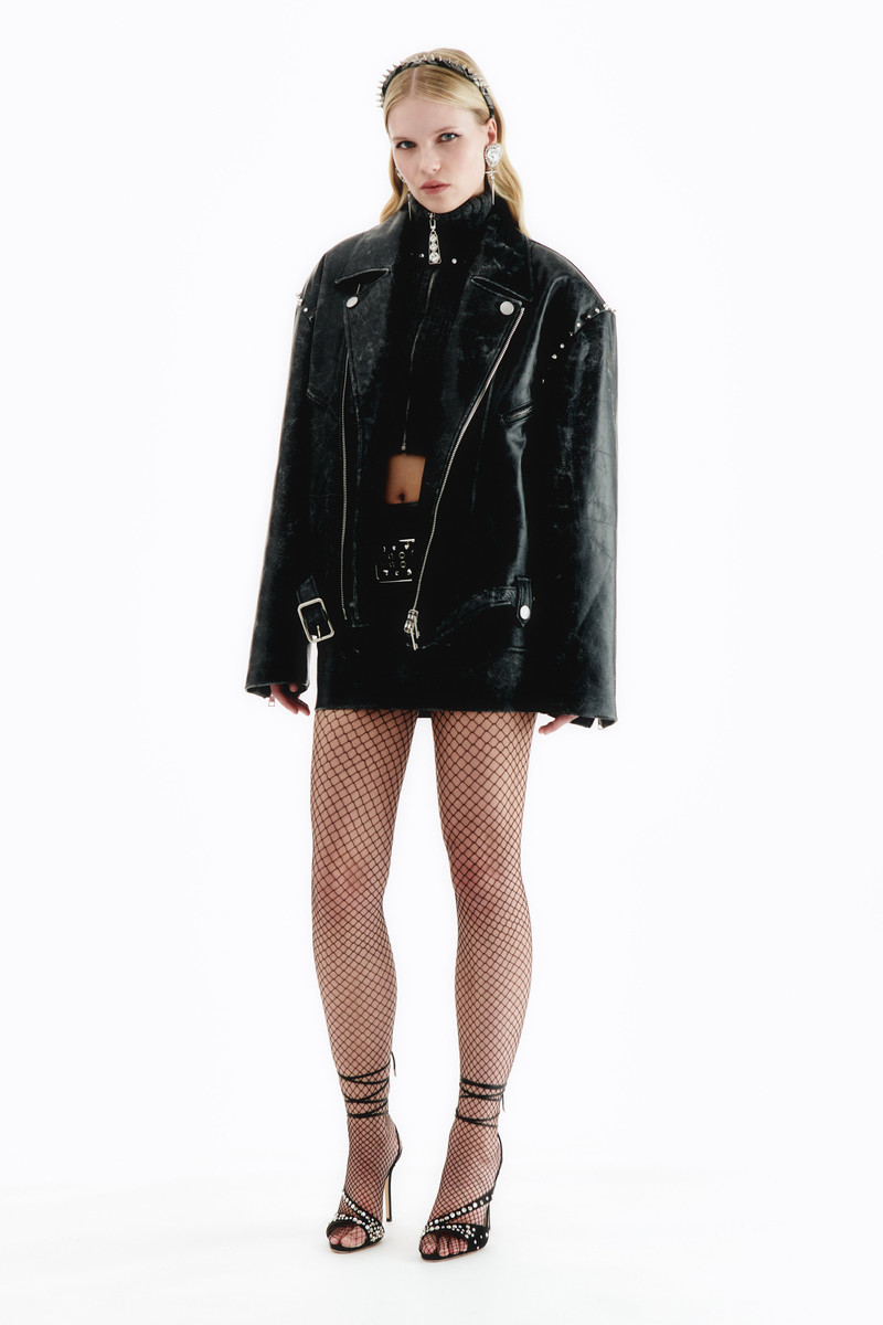 Alessandra Rich LEATHER BIKER JACKET outlook