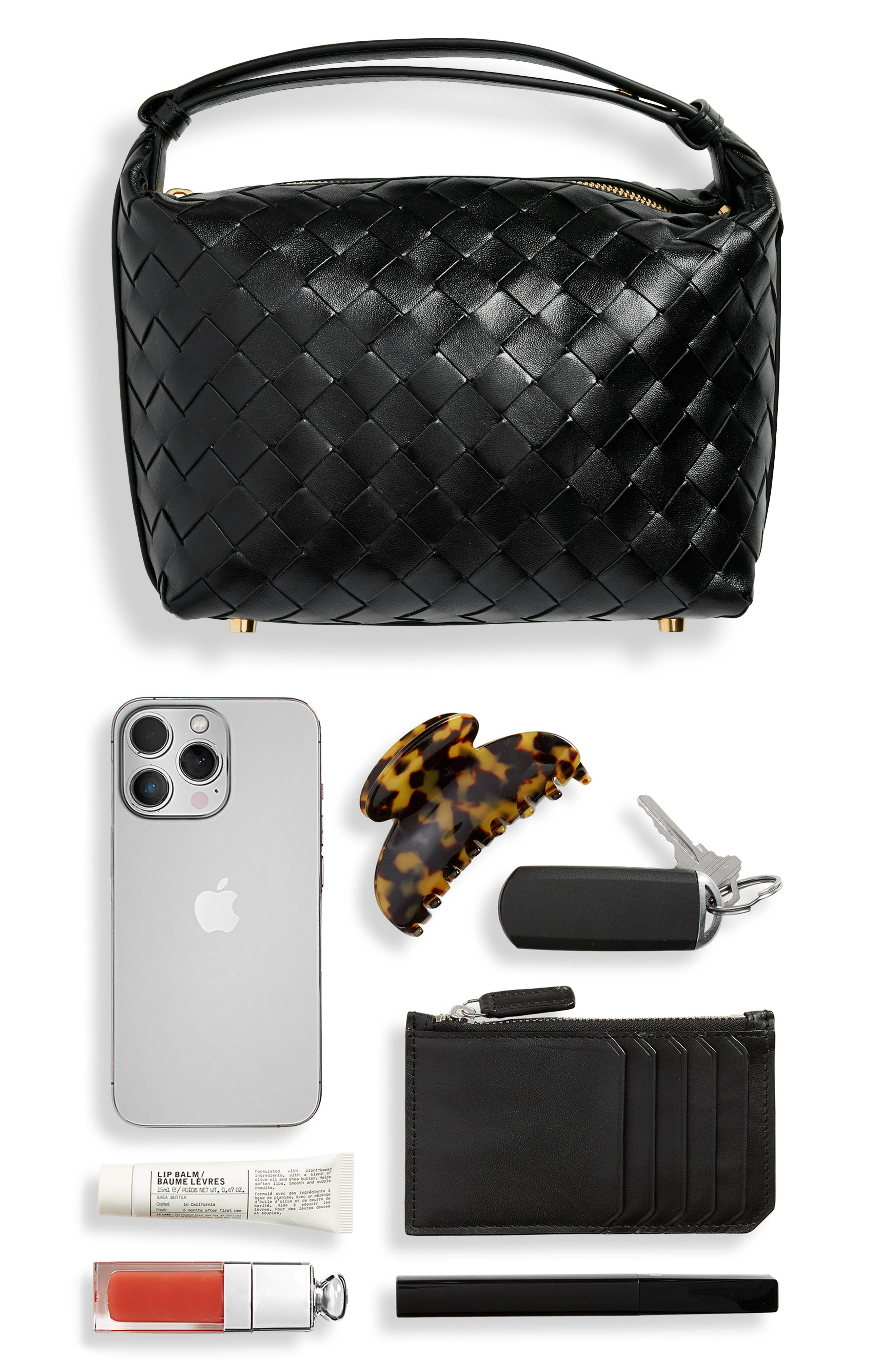 Bottega Veneta Mini Wallace Intrecciato Leather Shoulder Bag in Black/Gold at Nordstrom - 6
