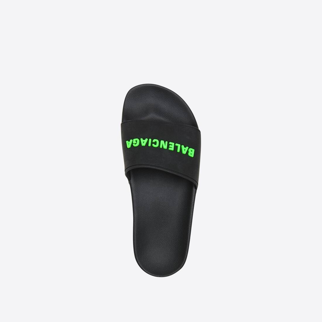 Women's Pool Slide Sandal in Black/fluo Green - 4