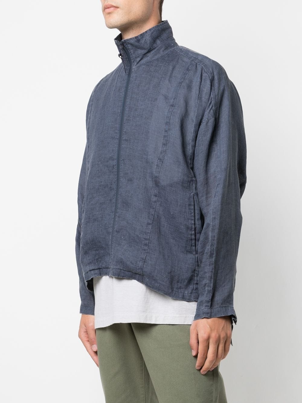 Port high-neck linen jacket - 3