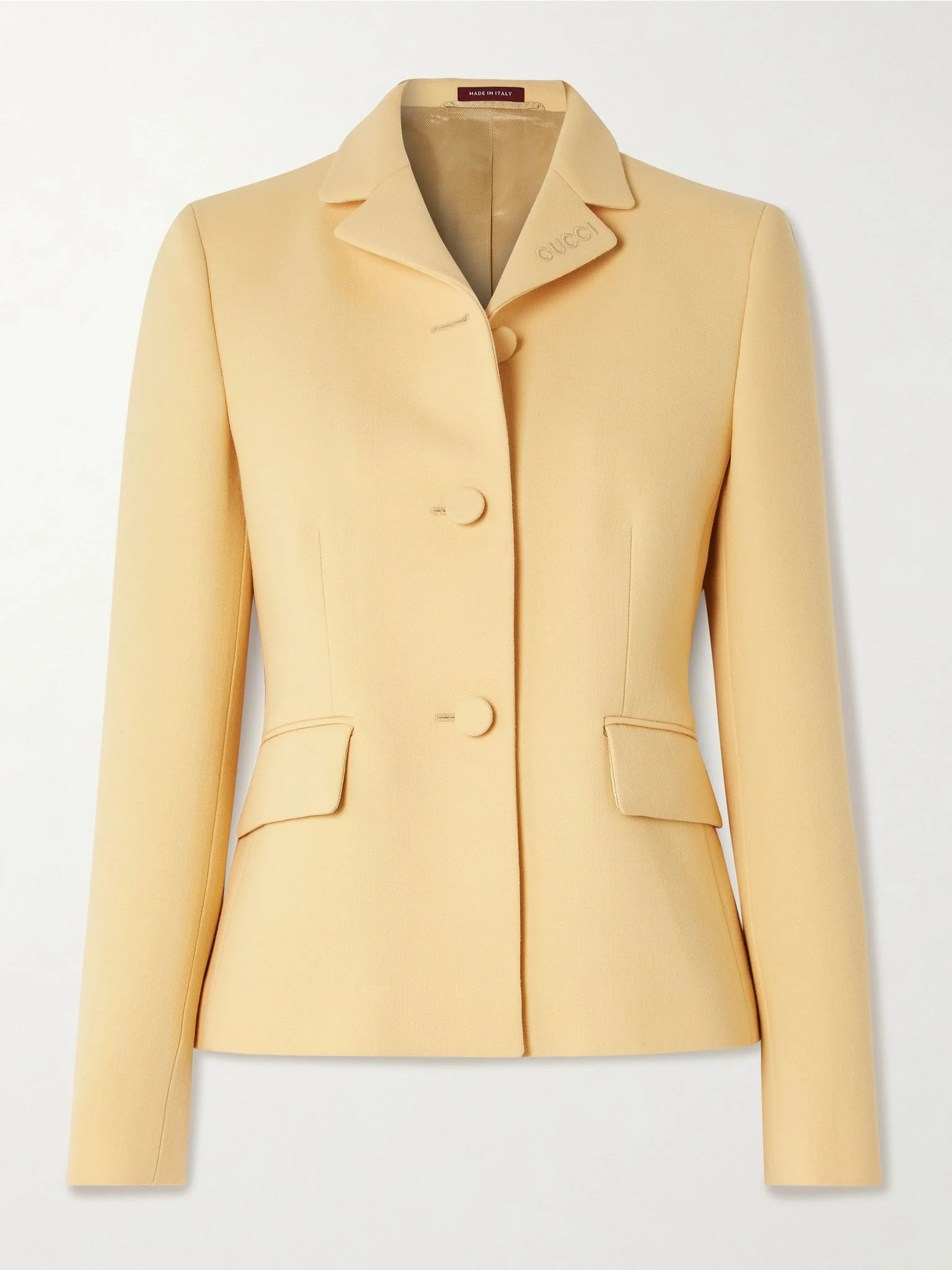 Embroidered grain de poudre wool blazer Yellow - 1