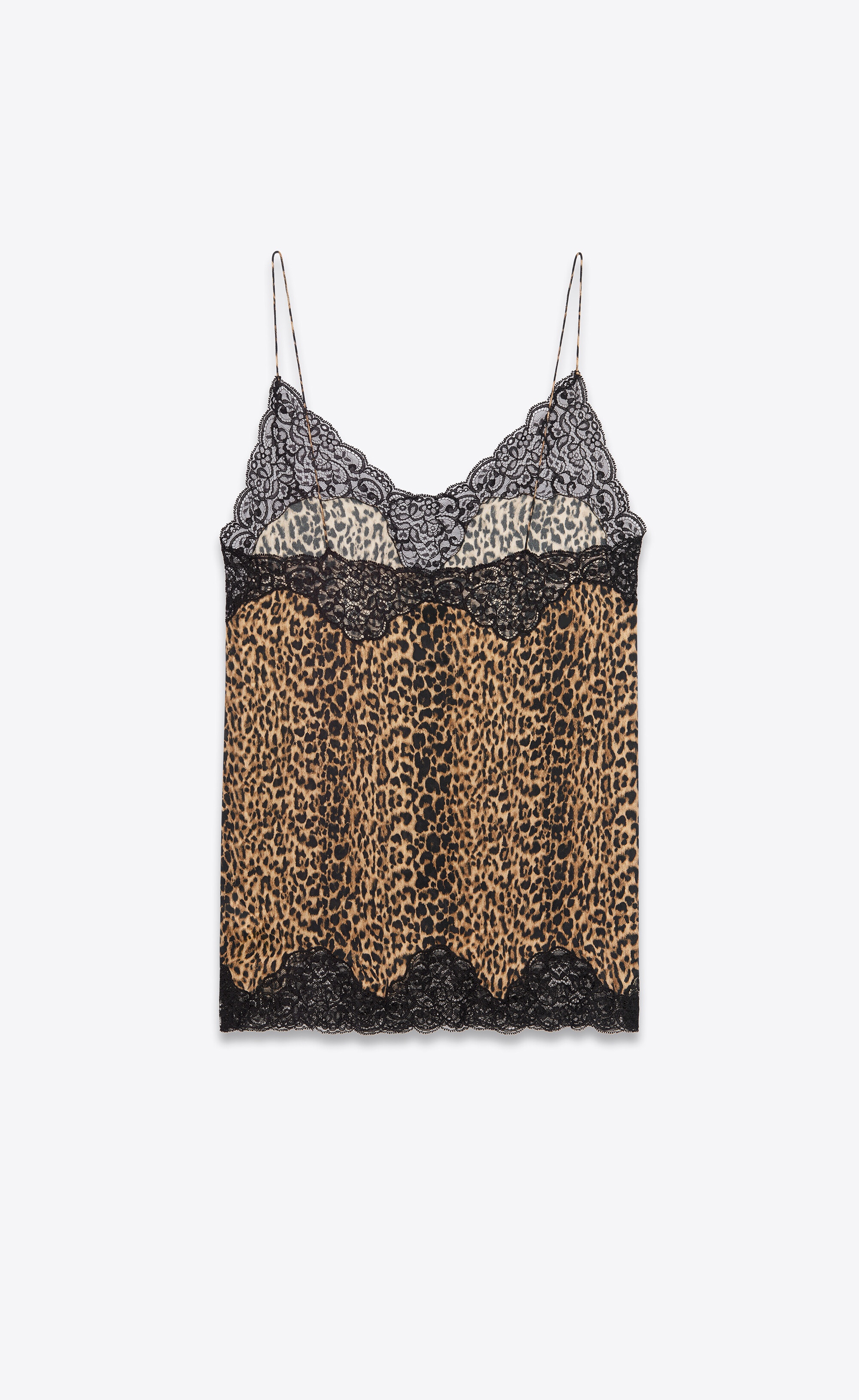 nightgown in leopard-print silk charmeuse and lace - 2