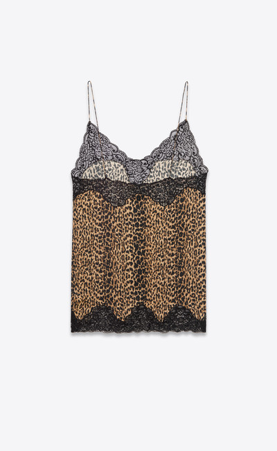 SAINT LAURENT nightgown in leopard-print silk charmeuse and lace outlook
