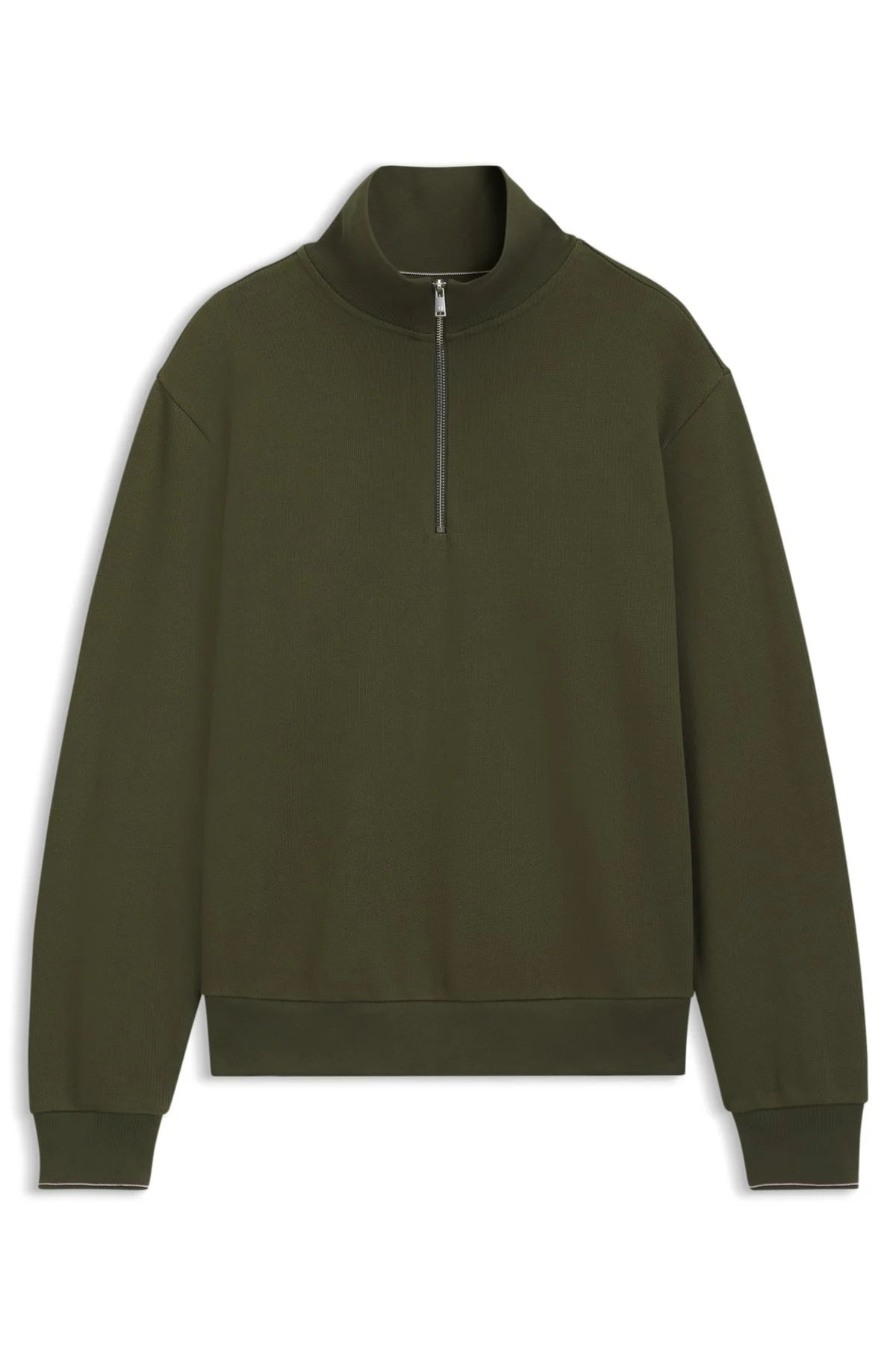 ZIPPER NECK SWEATSHIRT IN STRUCTURED COTTON - 1