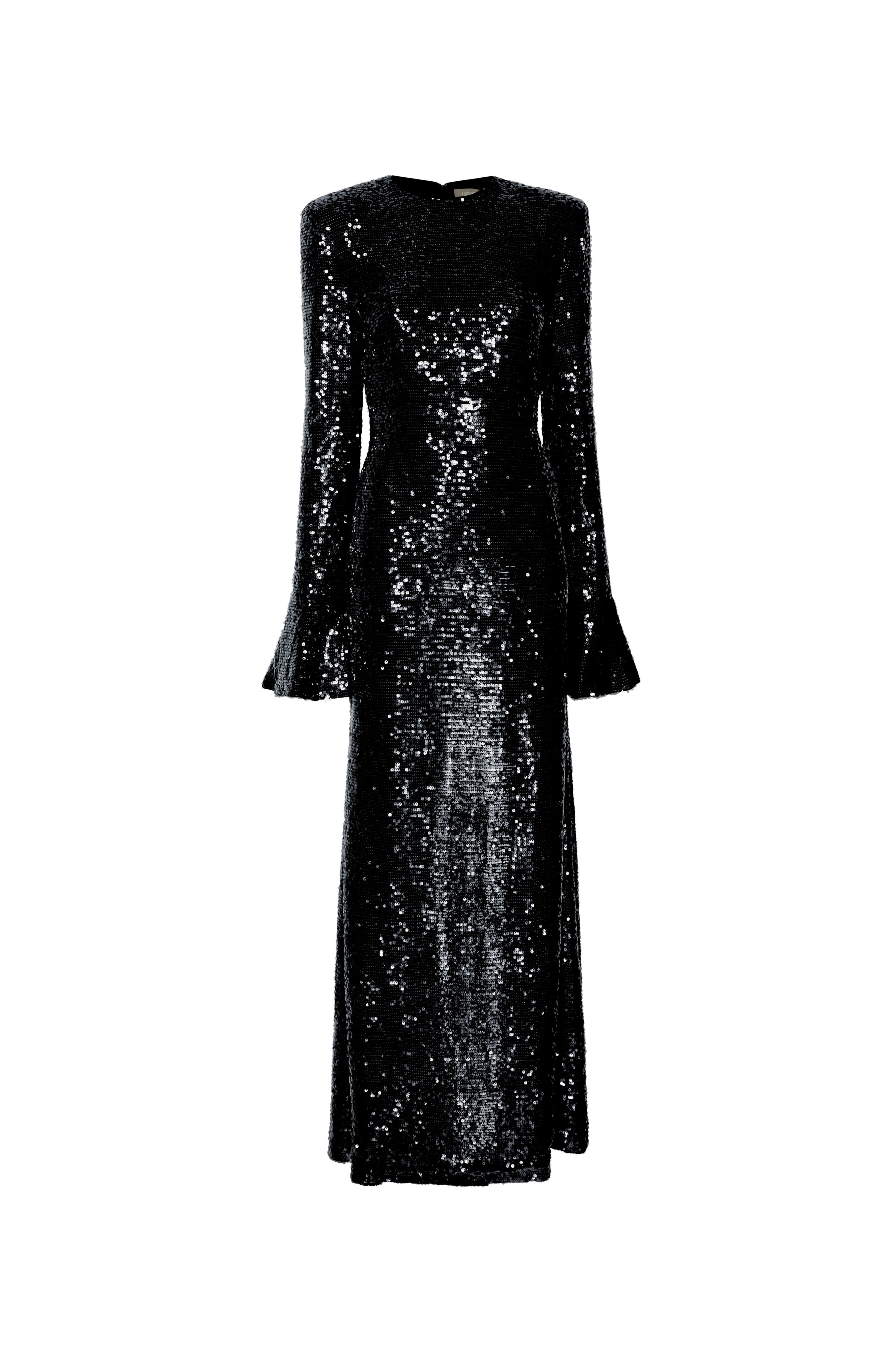 Sequin Flare Sleeve Dress - 1