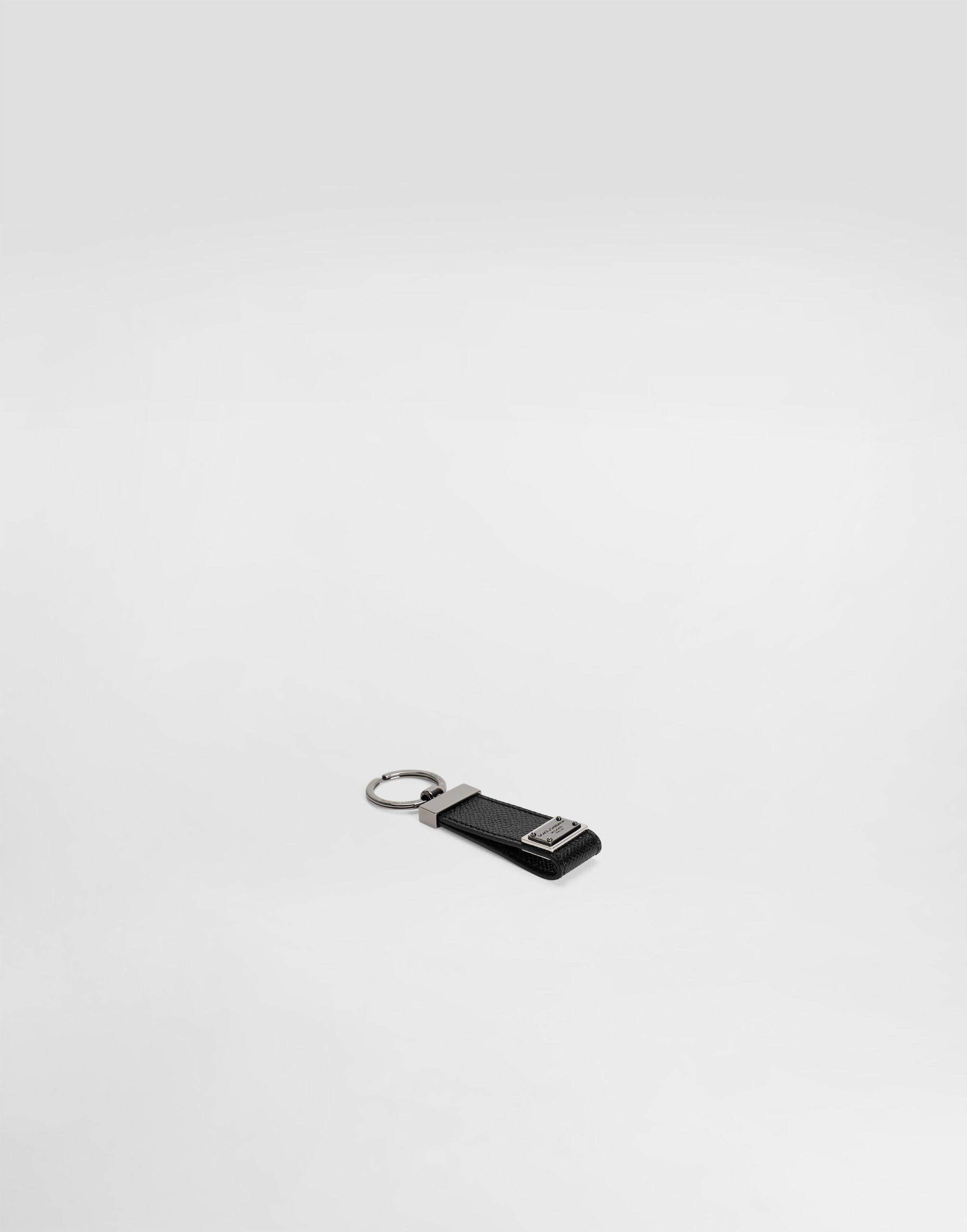 Calfskin key chain with logo tag - 2