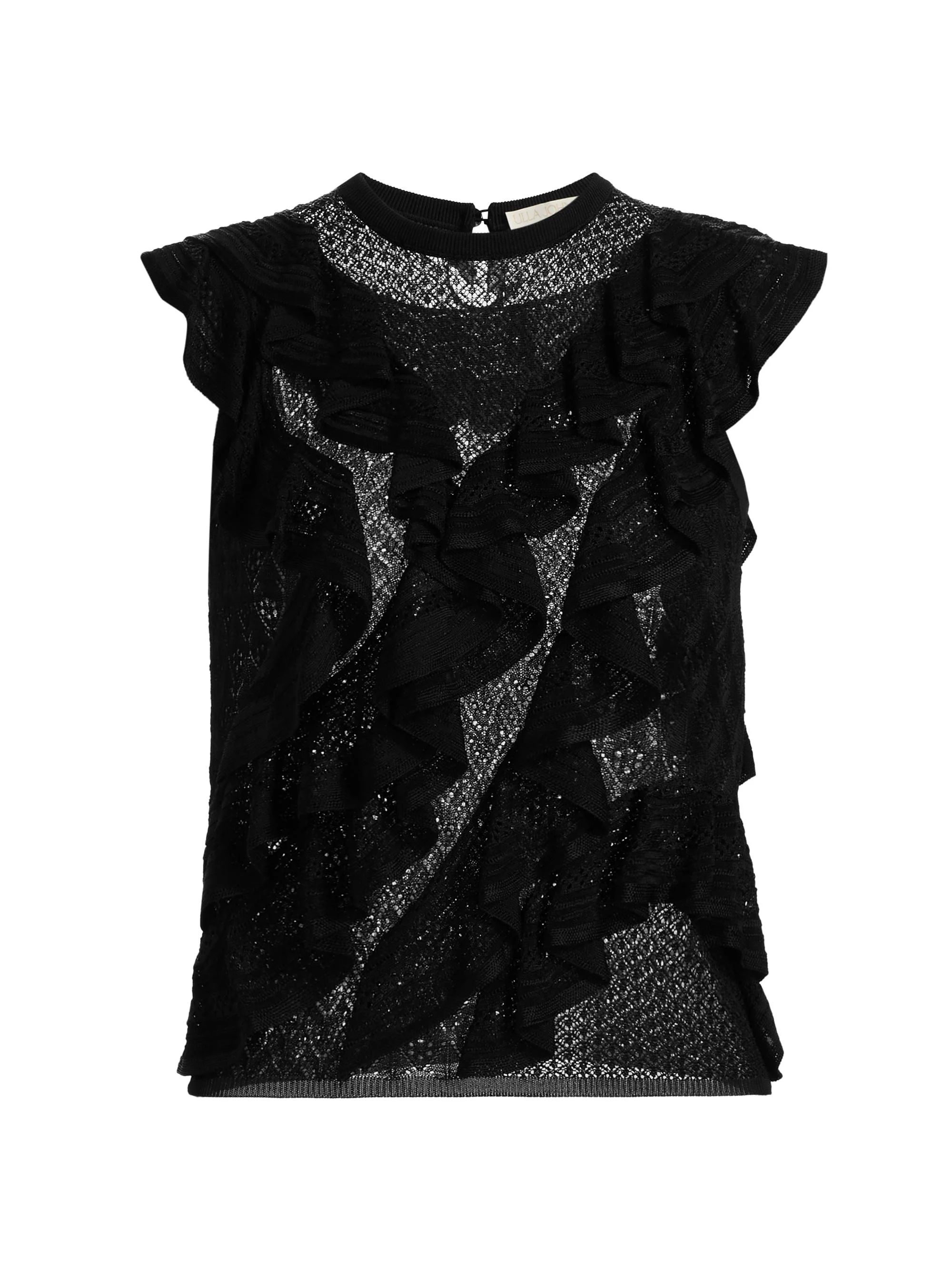 Women's Angelica Lace Flutter Top - Noir - 1