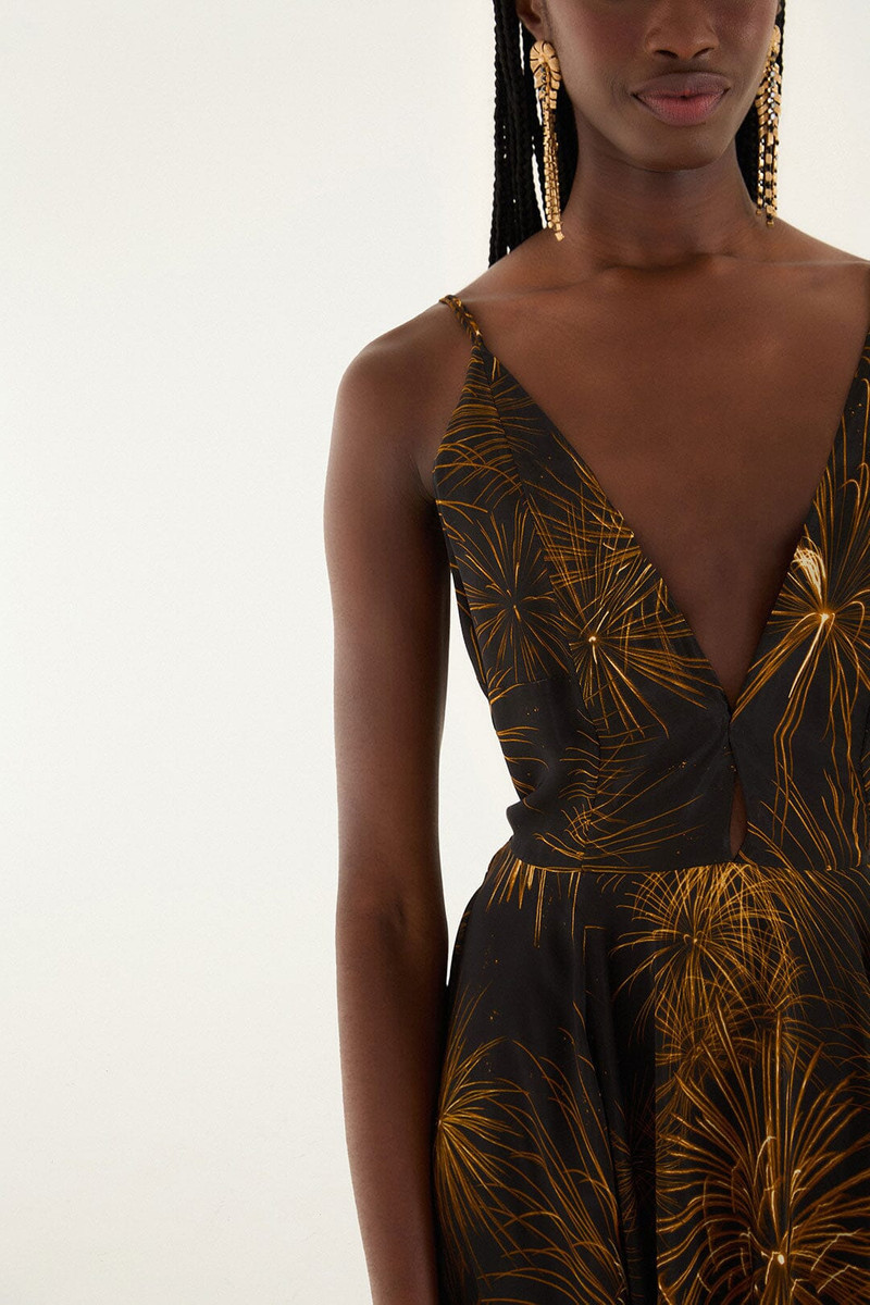 Black Fireworks Sleeveless Open Back Maxi Dress 4